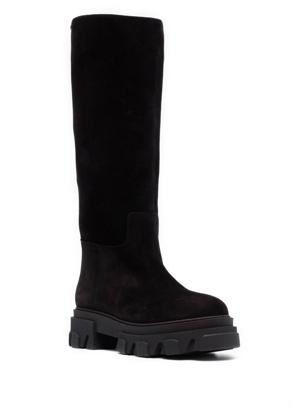 Shop Gia Borghini Black Slip-on Boots With Chunky Sole In Suede Woman