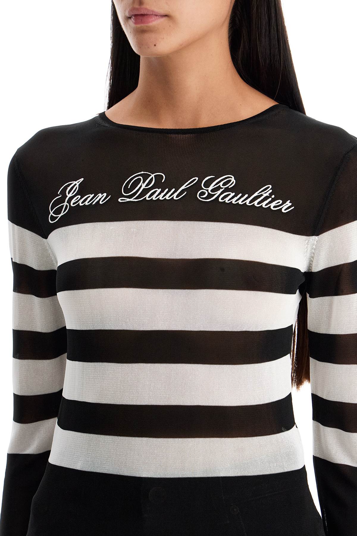 Shop Jean Paul Gaultier Lightweight Signature Striped Sailor In Black/white (black)