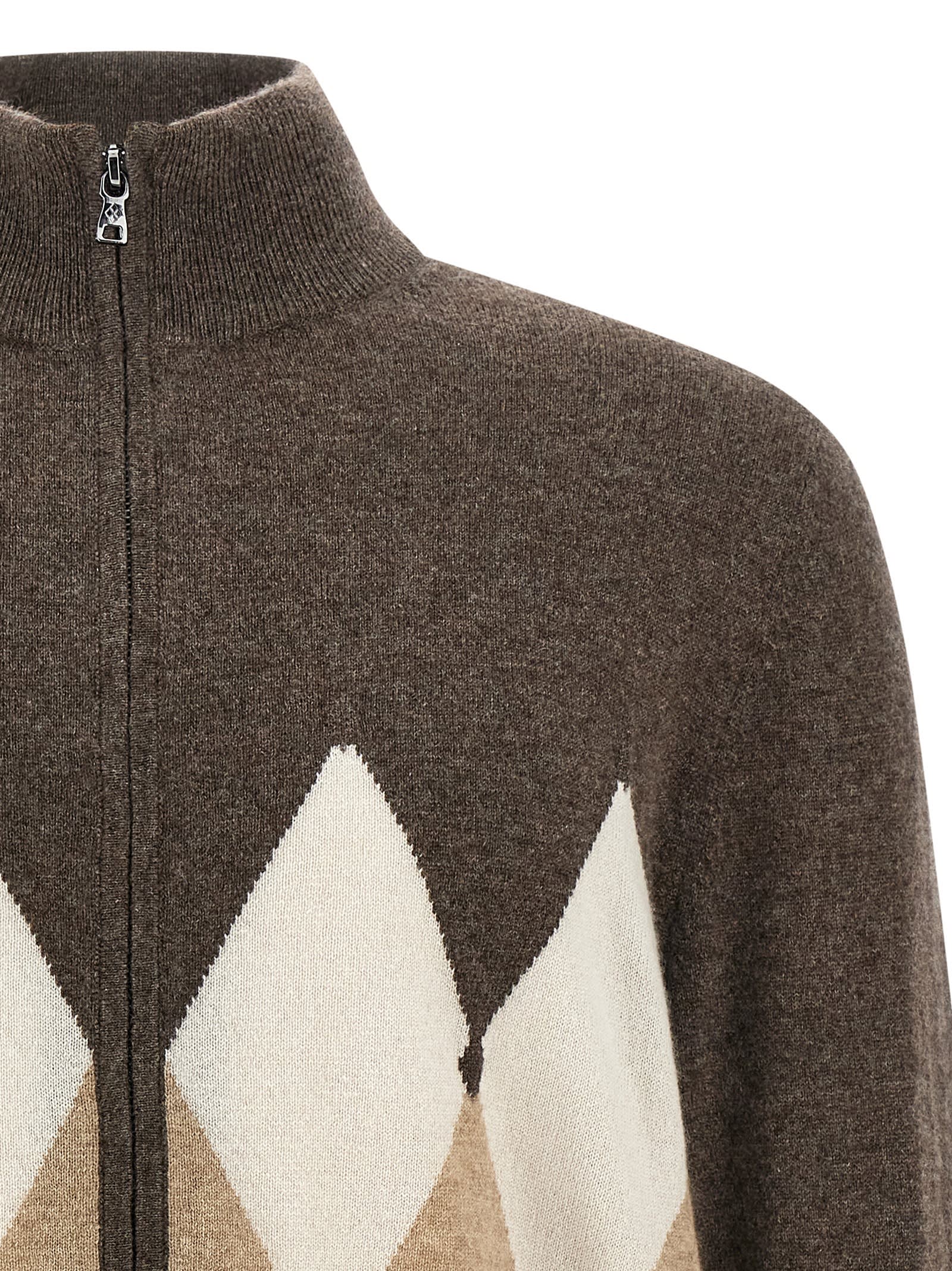 Ballantyne Cardigan Argyle Sweaters And Cardigans Brown In Brown