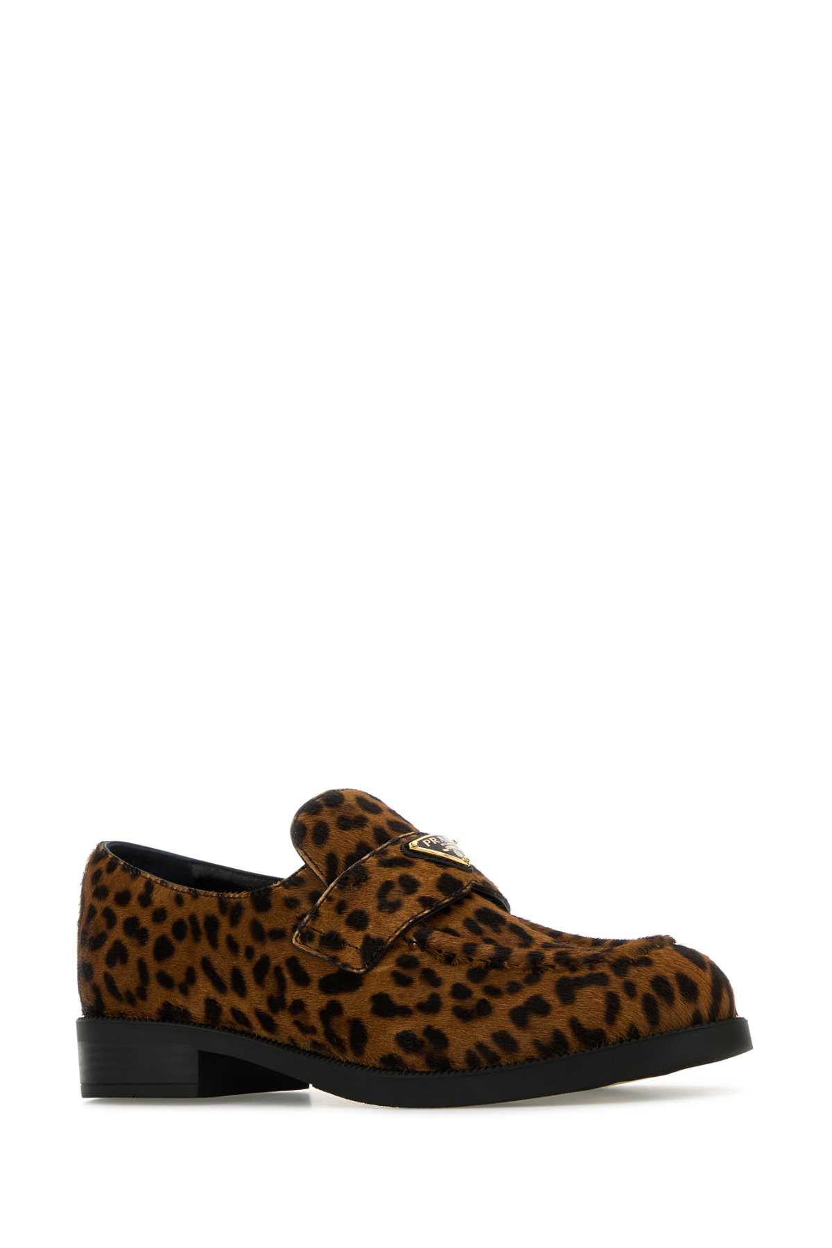 Shop Prada Printed Calf Hair Loafers In Miele