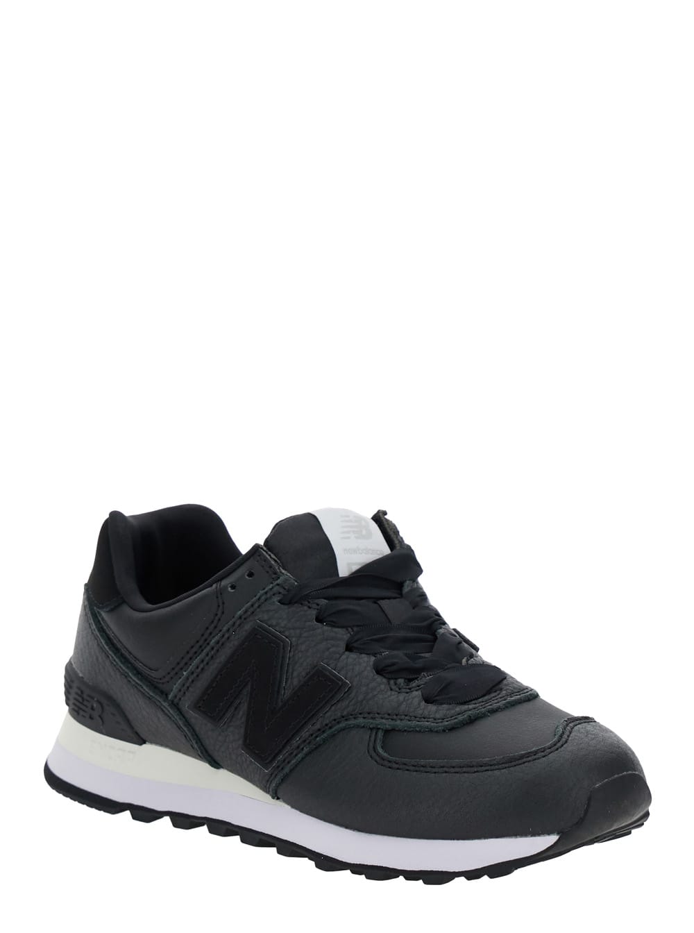 New Balance Black Low Top Sneakers With Logo Patch In Leather Woman In Black