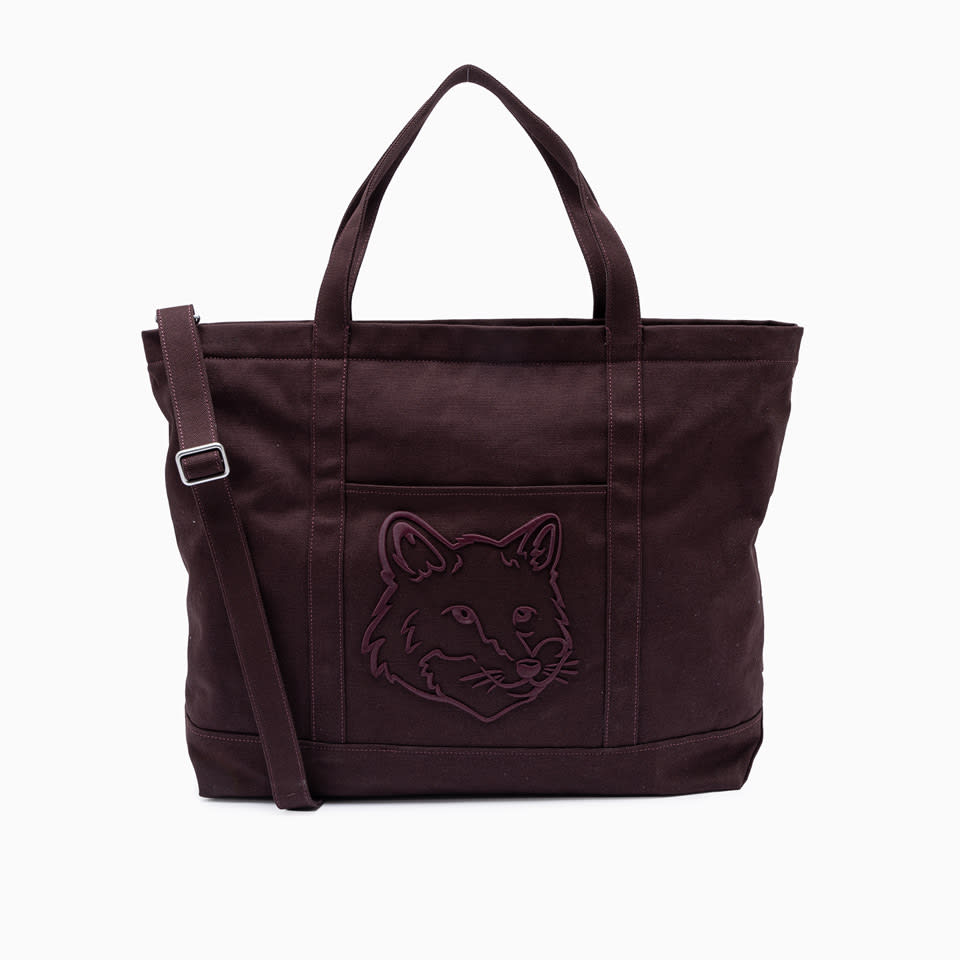 Maison Kitsuné Maison Kitsune Fox Head Xxl Bag In Brown