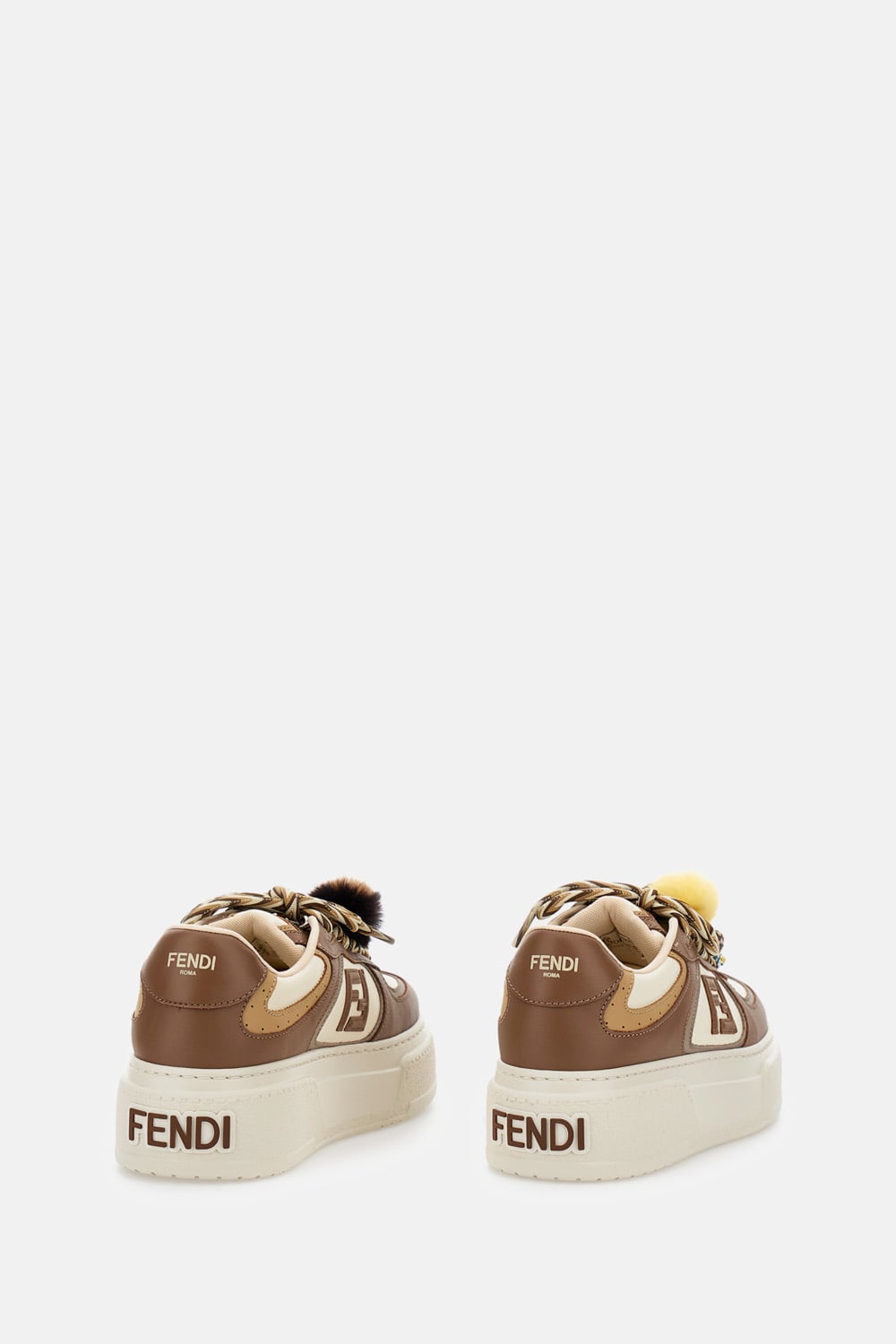 Fendi Sneakers Chunky Sole Contrast Panels In Brown