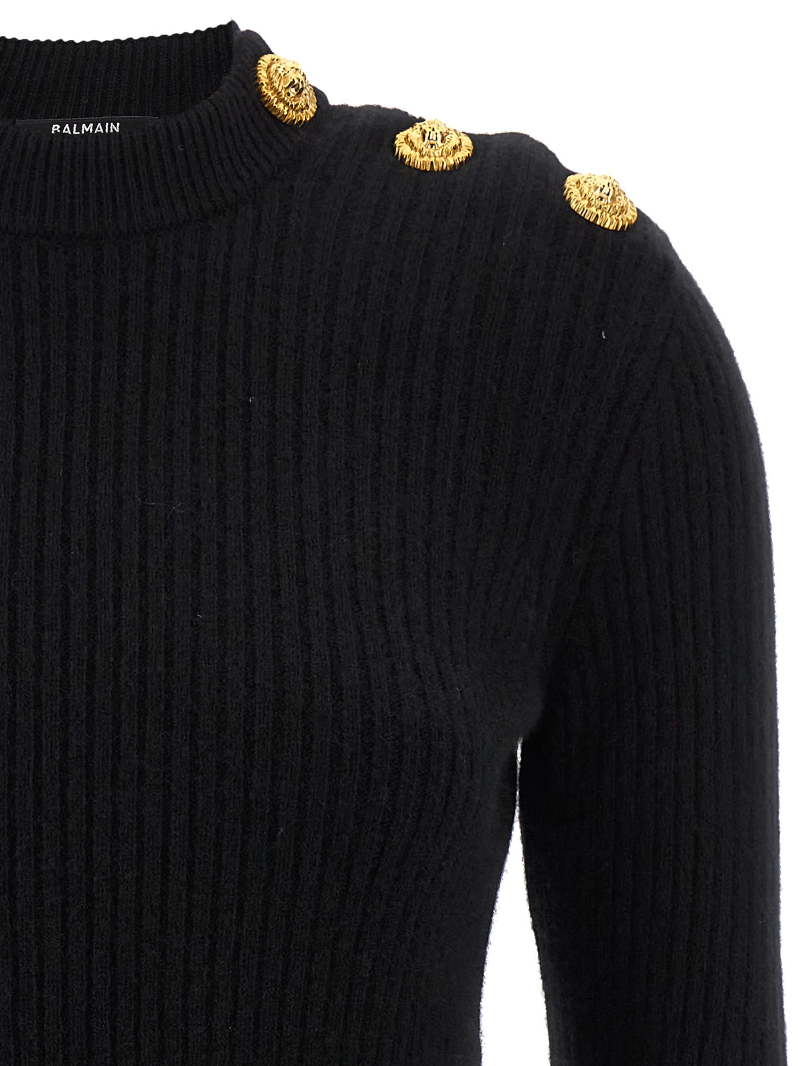 Balmain Eco-cashmere Button Sweater Sweaters And Cardigans Black In Black