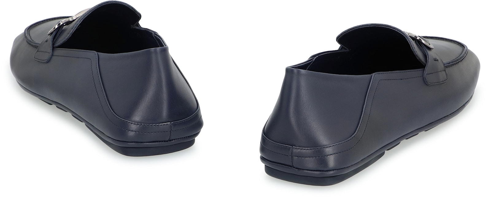 Ferragamo Gancini Leather Loafers In Blue