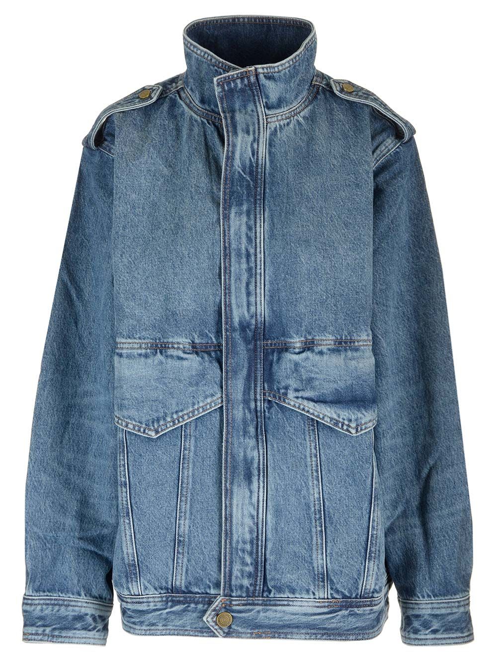 Shop Frame Oversized Denim Jacket In Blue