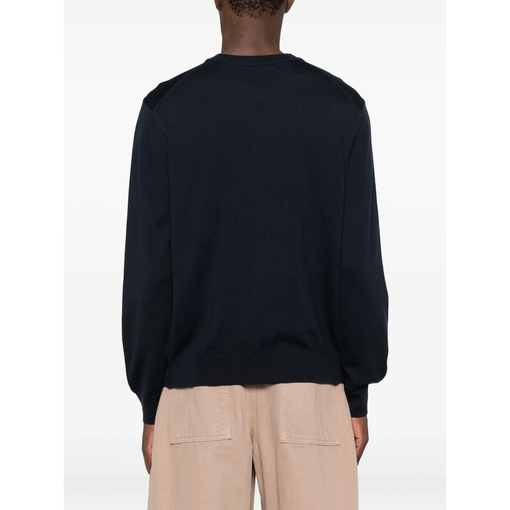 Maison Kitsuné Wool Crewneck Sweater Featuring Fox Design In Black