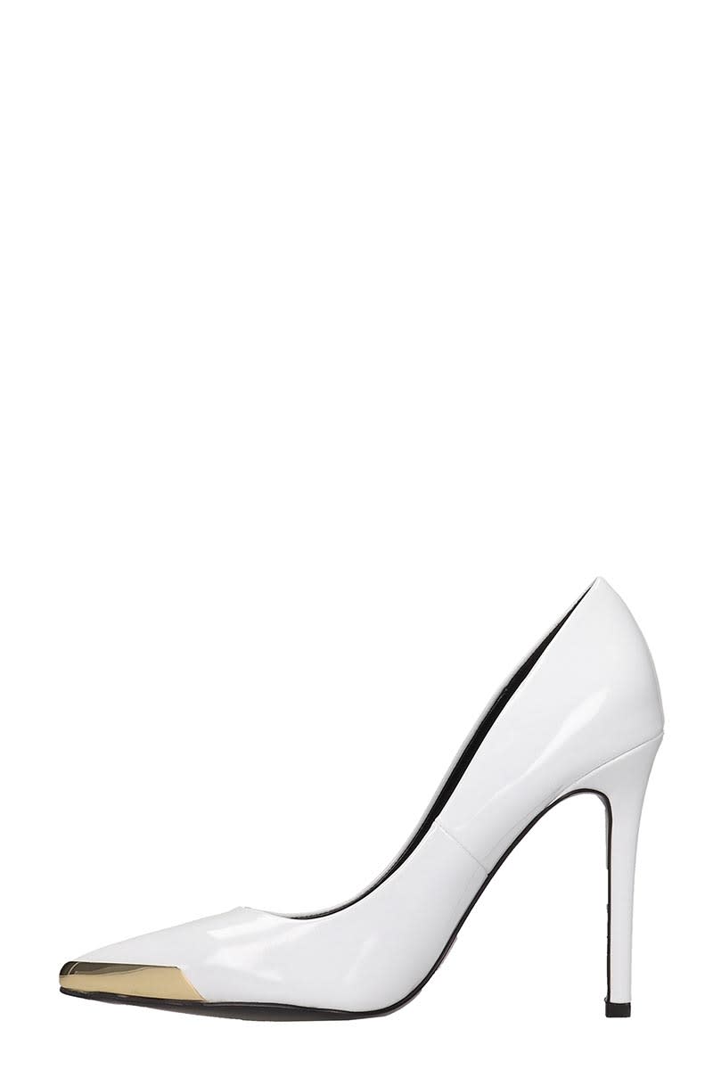 VERSACE JEANS COUTURE PUMPS IN WHITE PATENT LEATHER,11207112