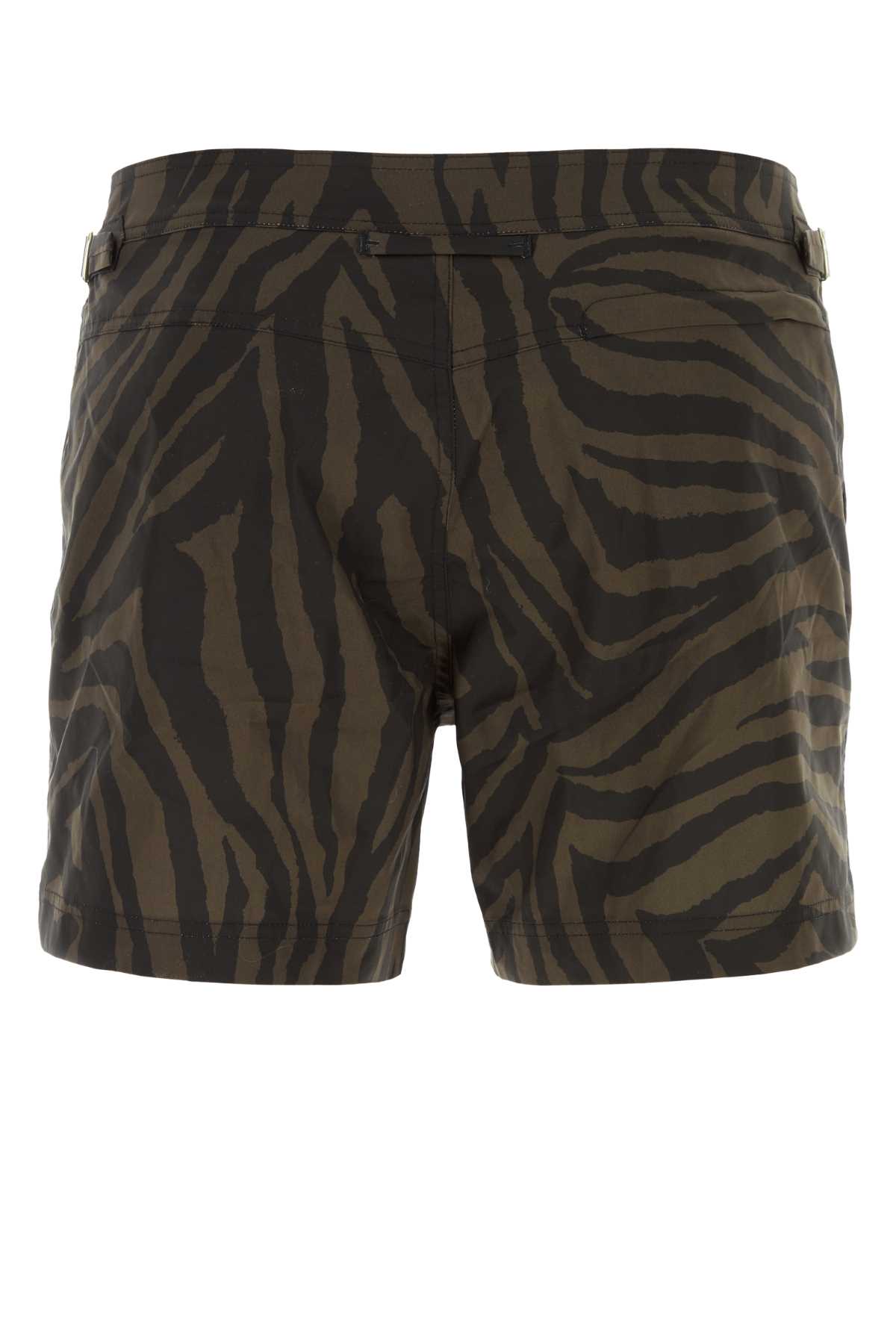 Shop Tom Ford Printed Polyester Swimming Shorts In Brown
