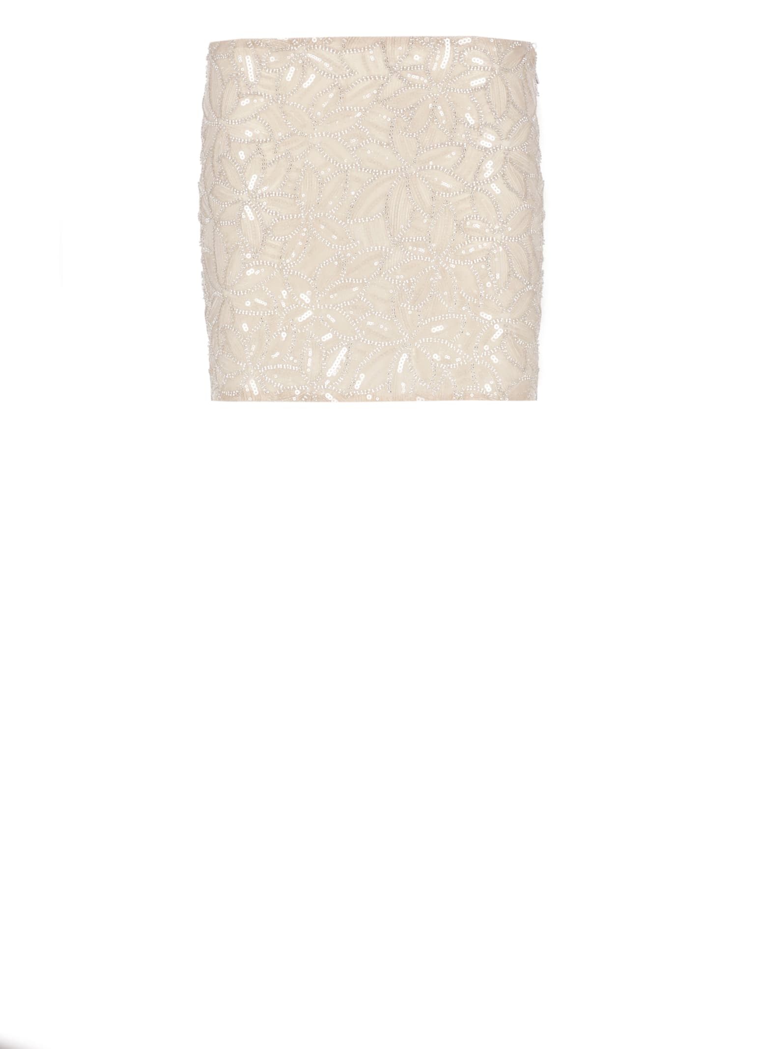 Shop Rotate Birger Christensen Mini Skirt With Paillettes In Beige