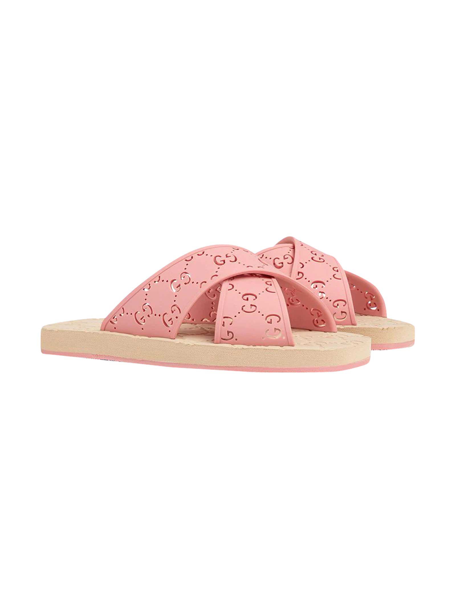 Gucci Kids' Slides With Gg Monogram In Unico | ModeSens