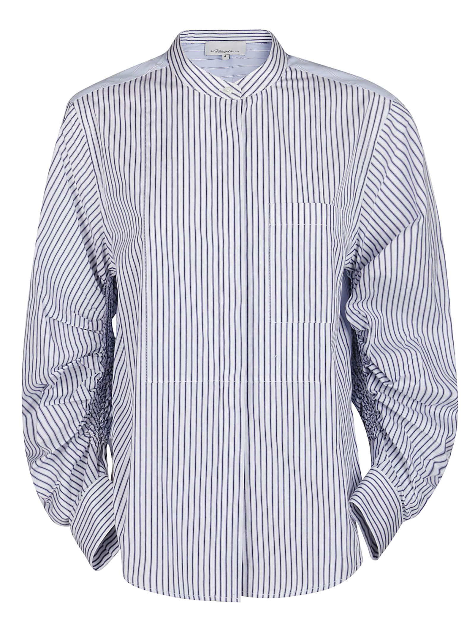 3.1 PHILLIP LIM / フィリップ リム WHITE AND BLUE COTTON BLEND SHIRT,11251983