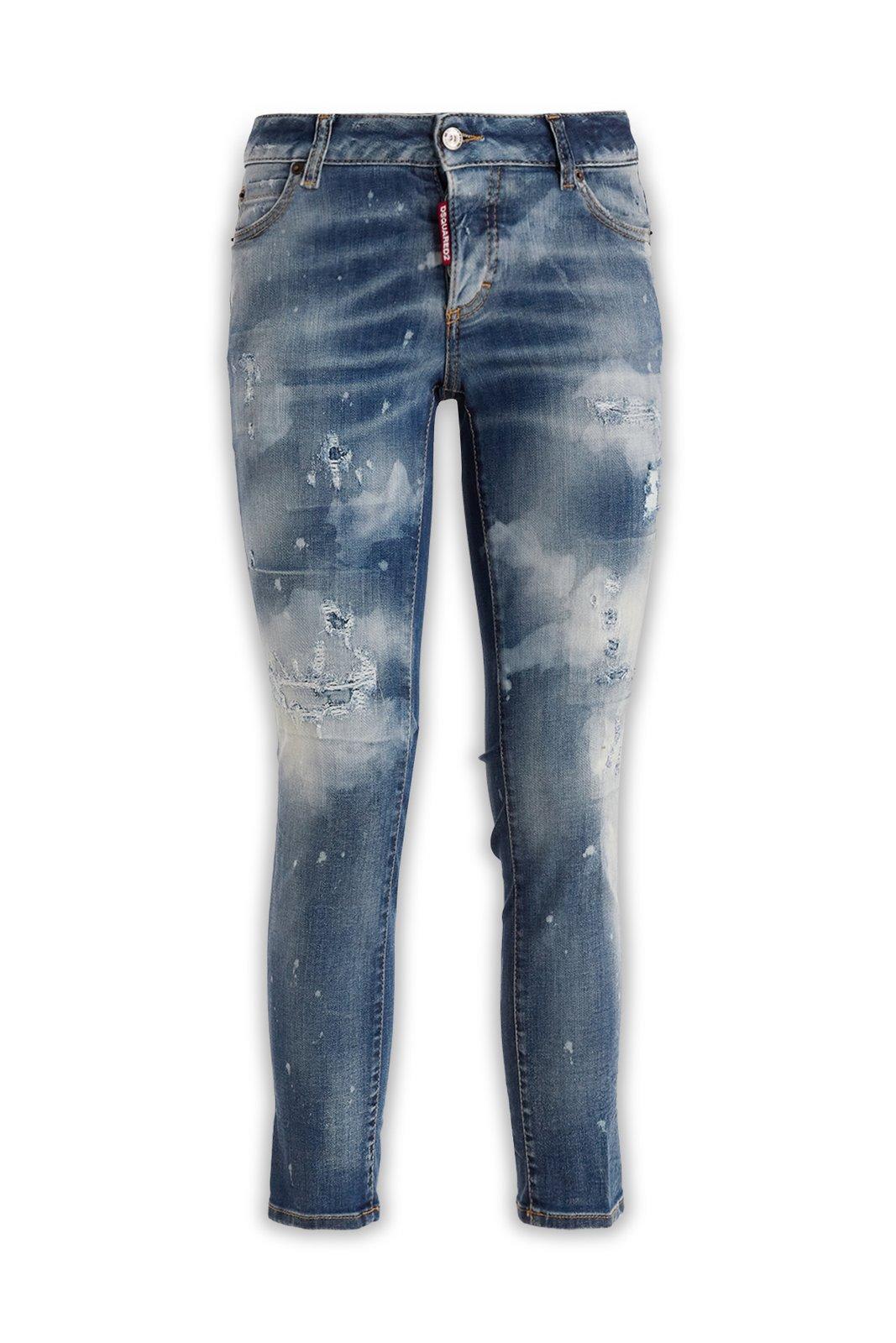 Dsquared2 Distressed Logo-patch Cropped Jeans