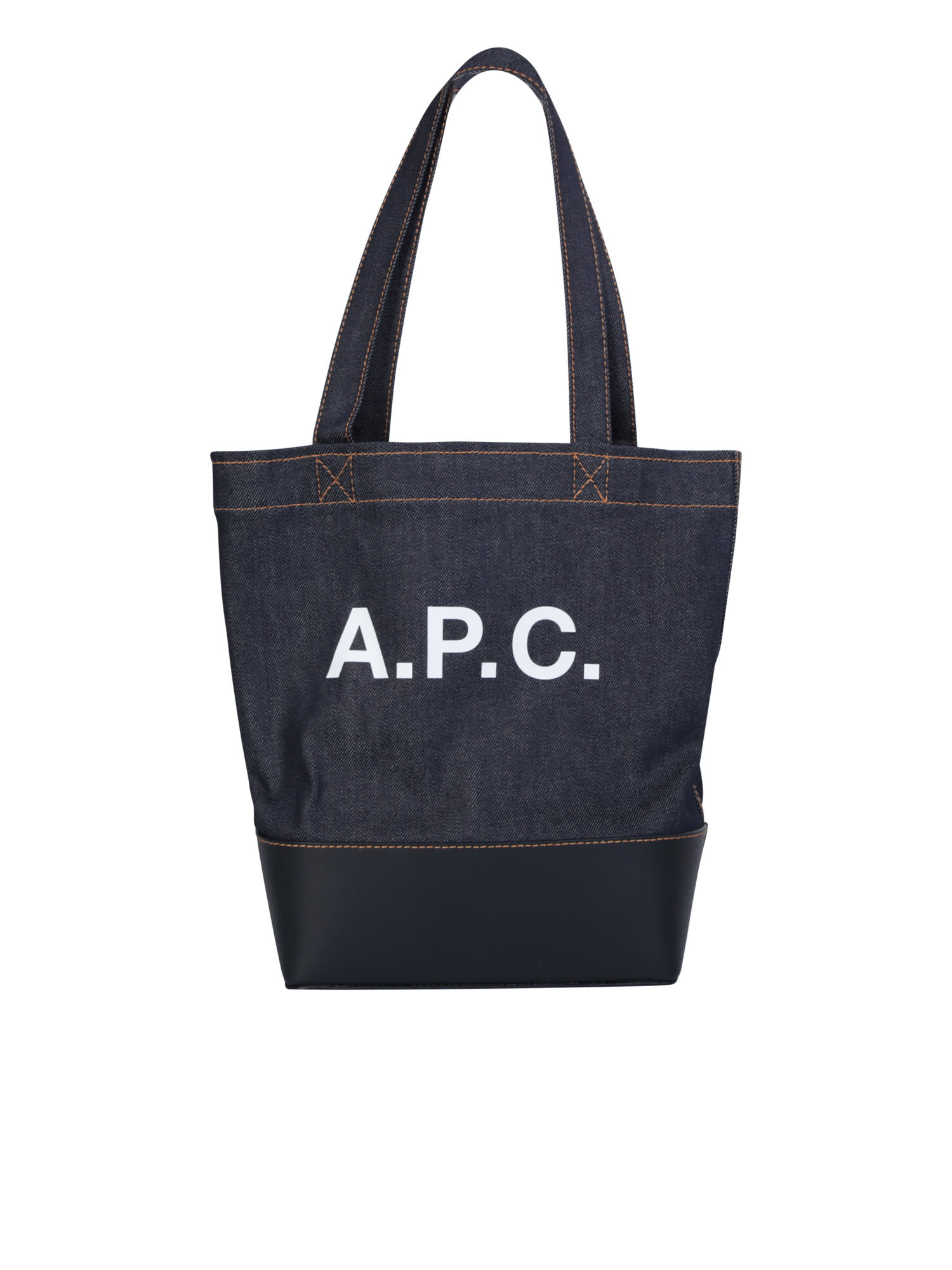 A.p.c. Axelle Logo-print Denim And Leather Tote Bag In Blue | ModeSens