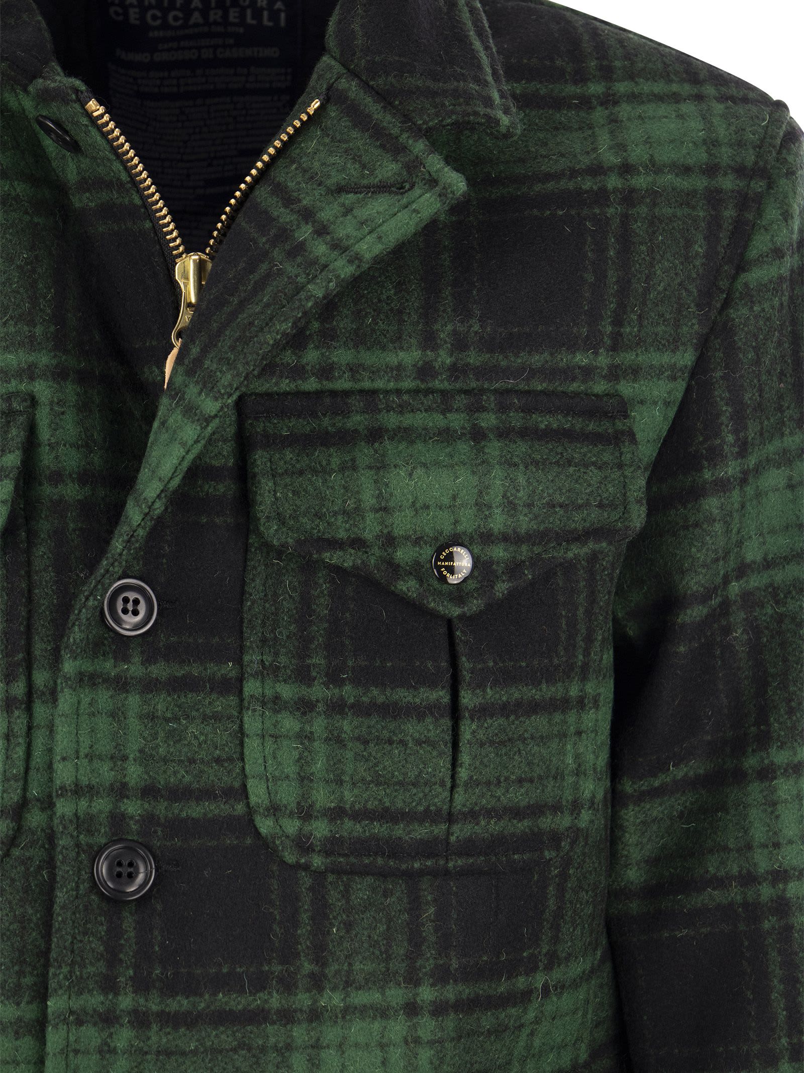 Shop Manifattura Ceccarelli Alligator - Padded Jacket In Green/black