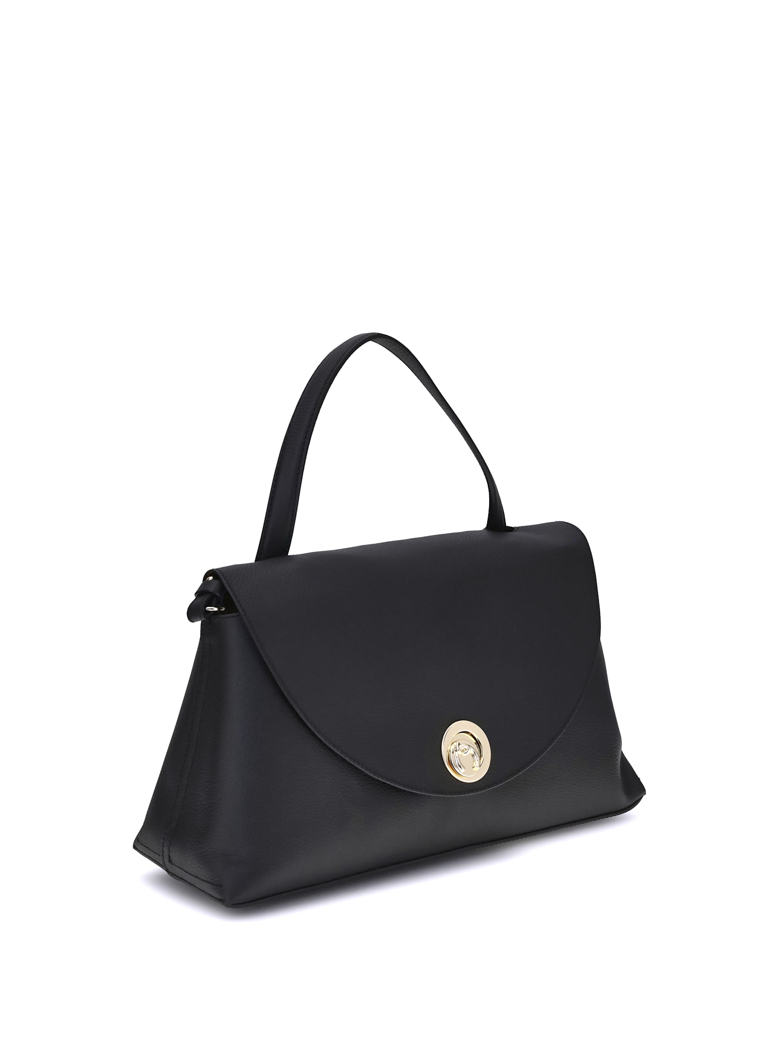 Coccinelle Black Foldover Top Handbag With Clasp Fastening And Zip Pocket