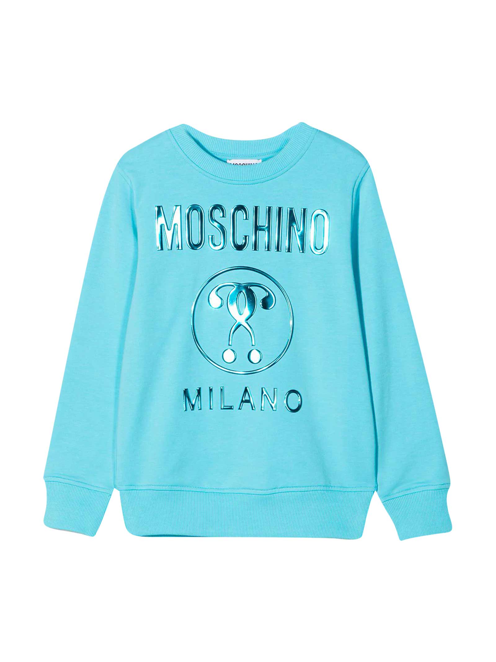 Moschino Light Blue Sweatshirt With Logo