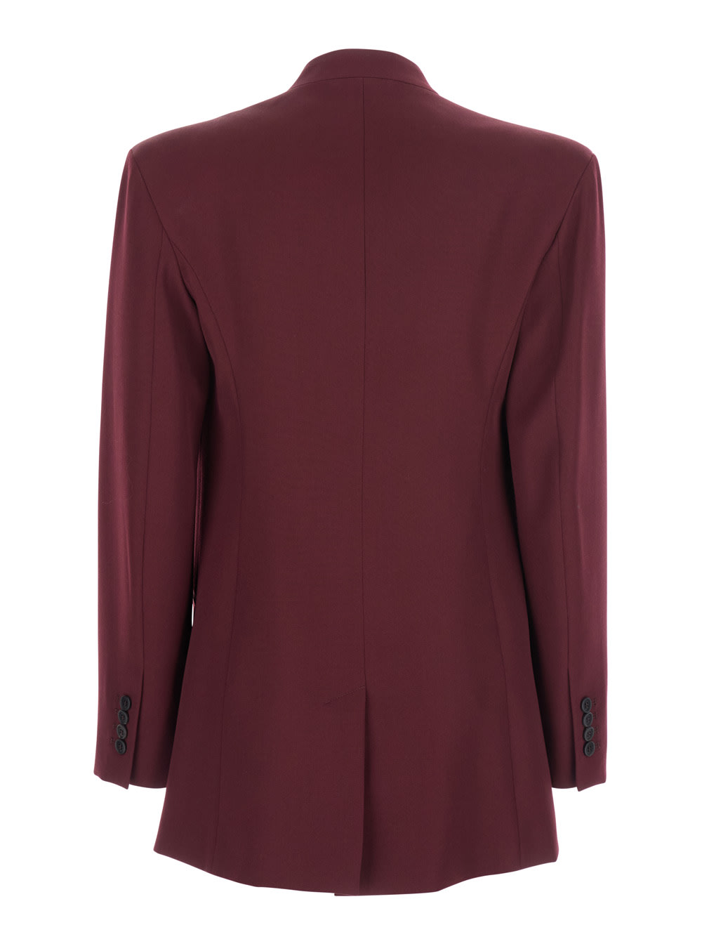 Attico Padded-shoulder Gabardine Blazer In Burgundy