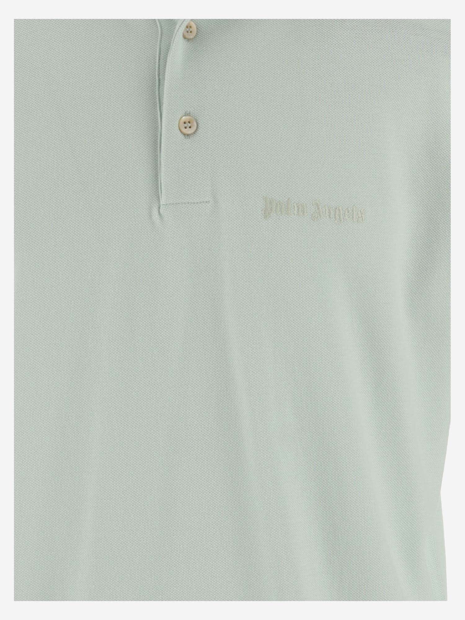Shop Palm Angels Cotton Polo Shirt With Logo In Green