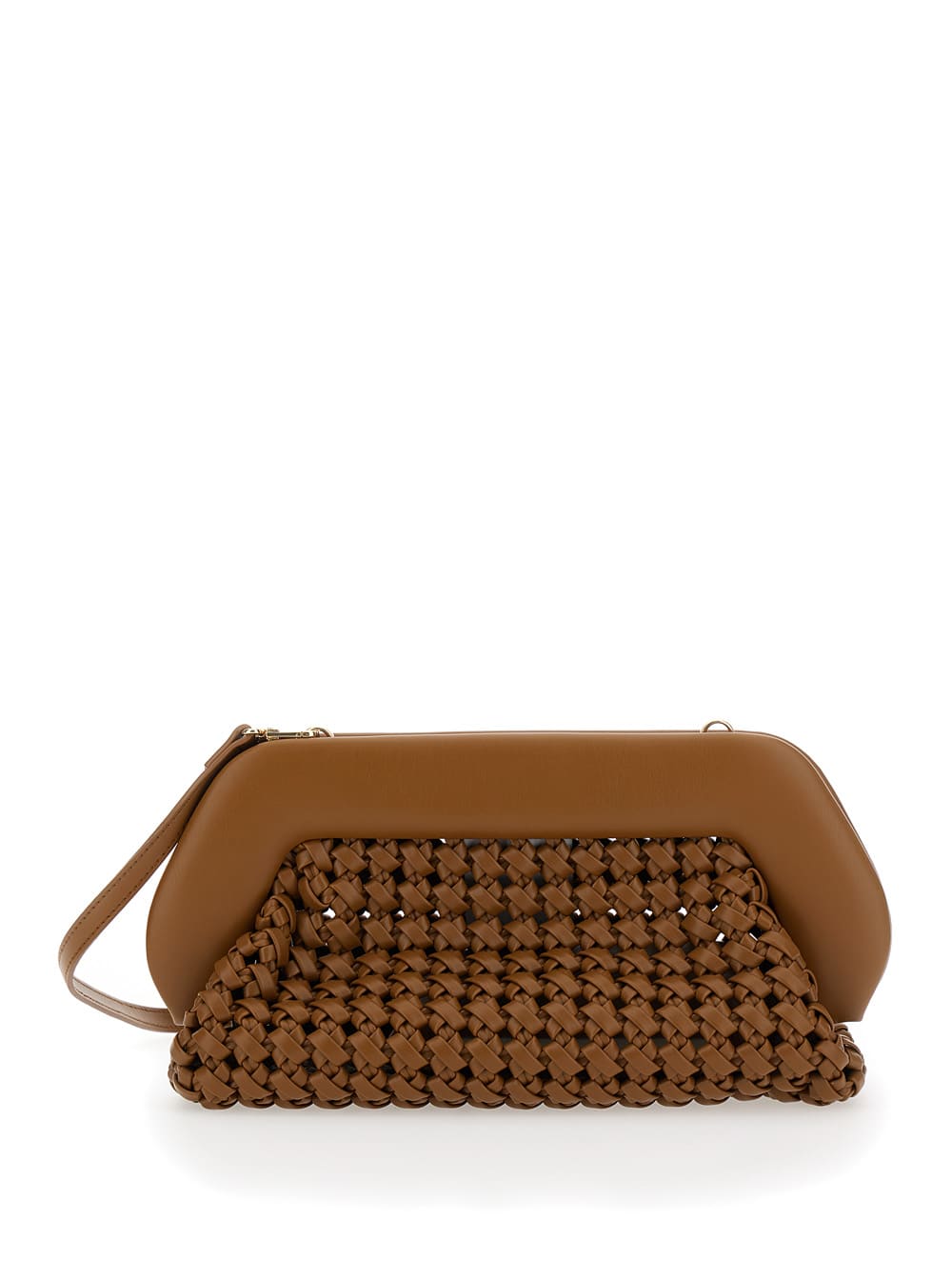 THEMOIRè bios Knots Brown Clutch Bag With Braided Design In Eco Leather Woman
