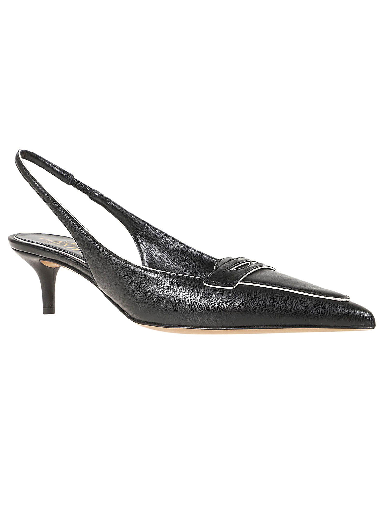 Shop Valentino Sling Back 2001 Loafer T. 50 In Nero Ivory