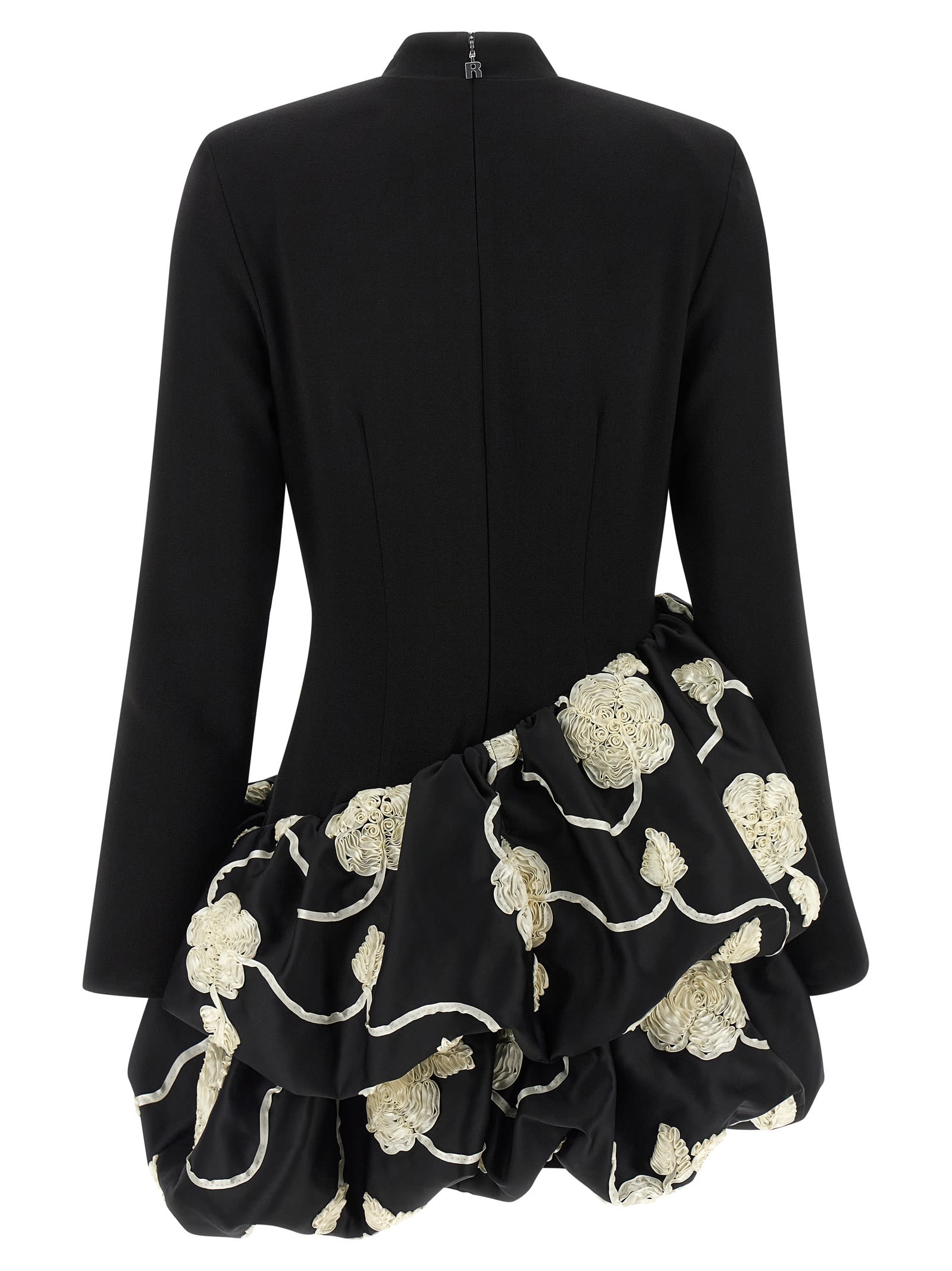 Rotate Birger Christensen Embroidered Long Sleeve Dress With Ruffled Hem In Multi