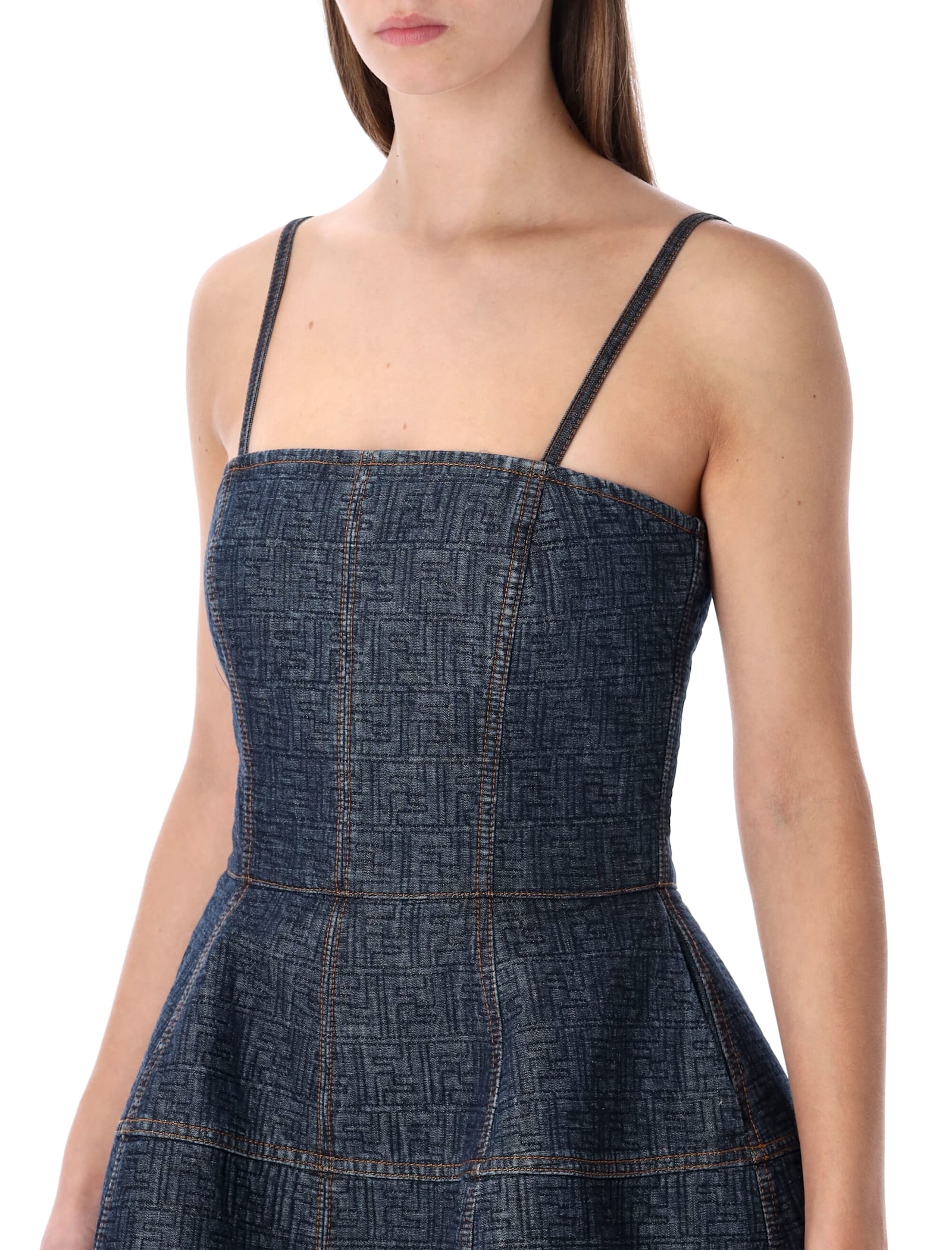 Fendi Mini Dress Denim Ff Emb