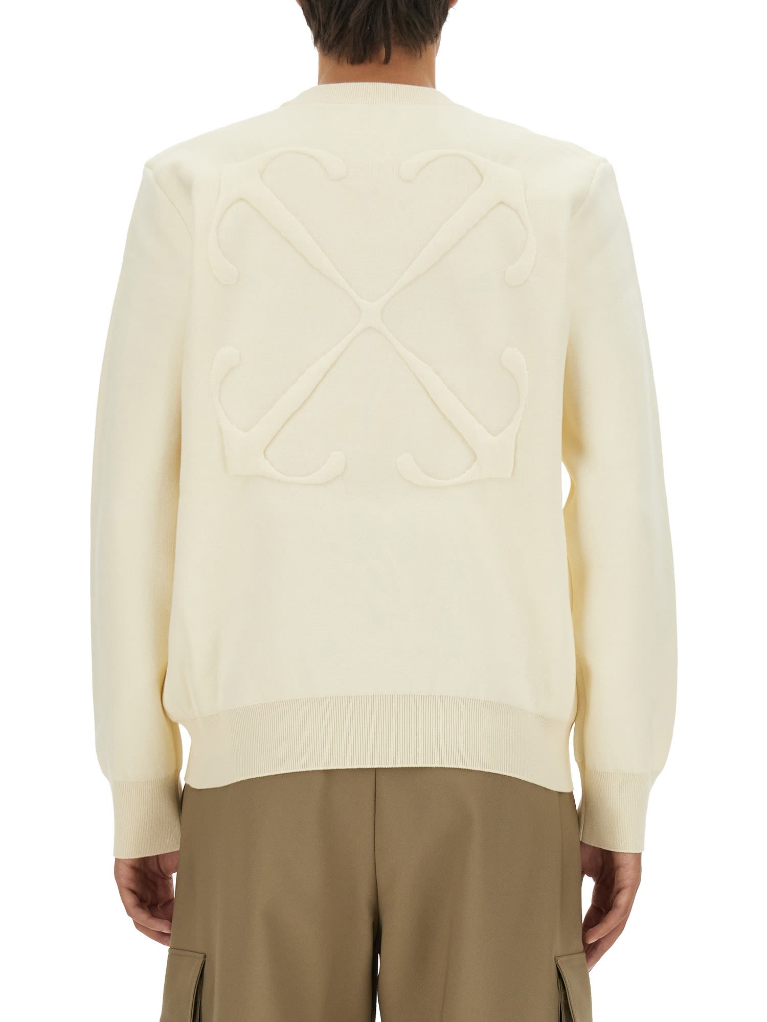 Off-white Sweatshirt With Logo In Bianco