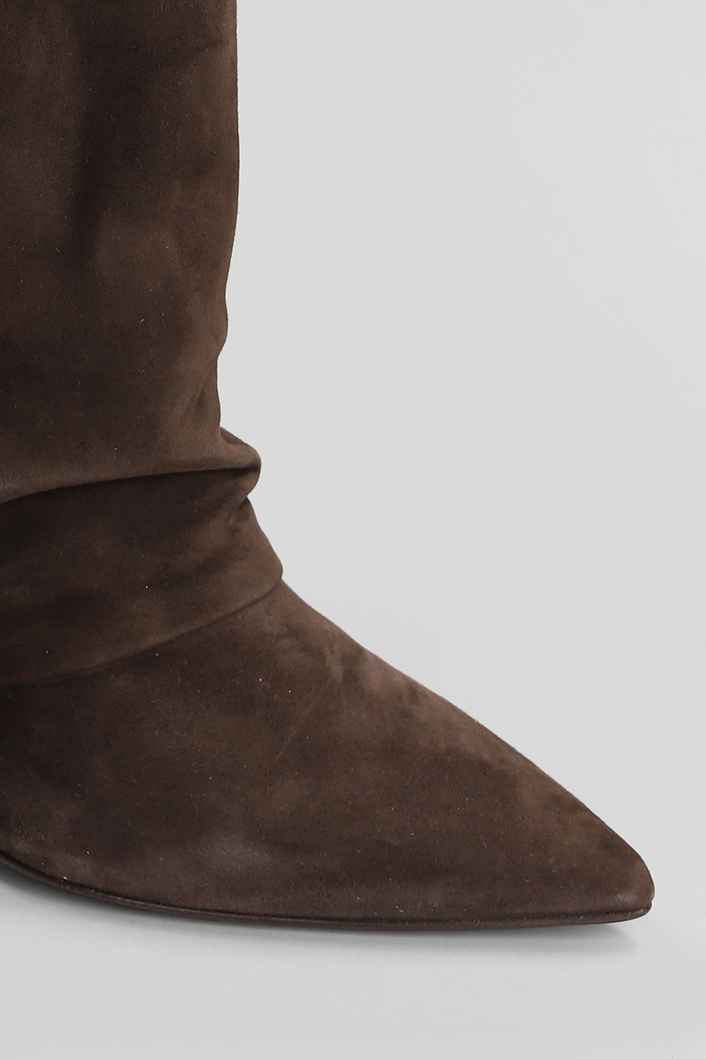 Shop The Seller High Heels Ankle Boots In Dark Brown Suede