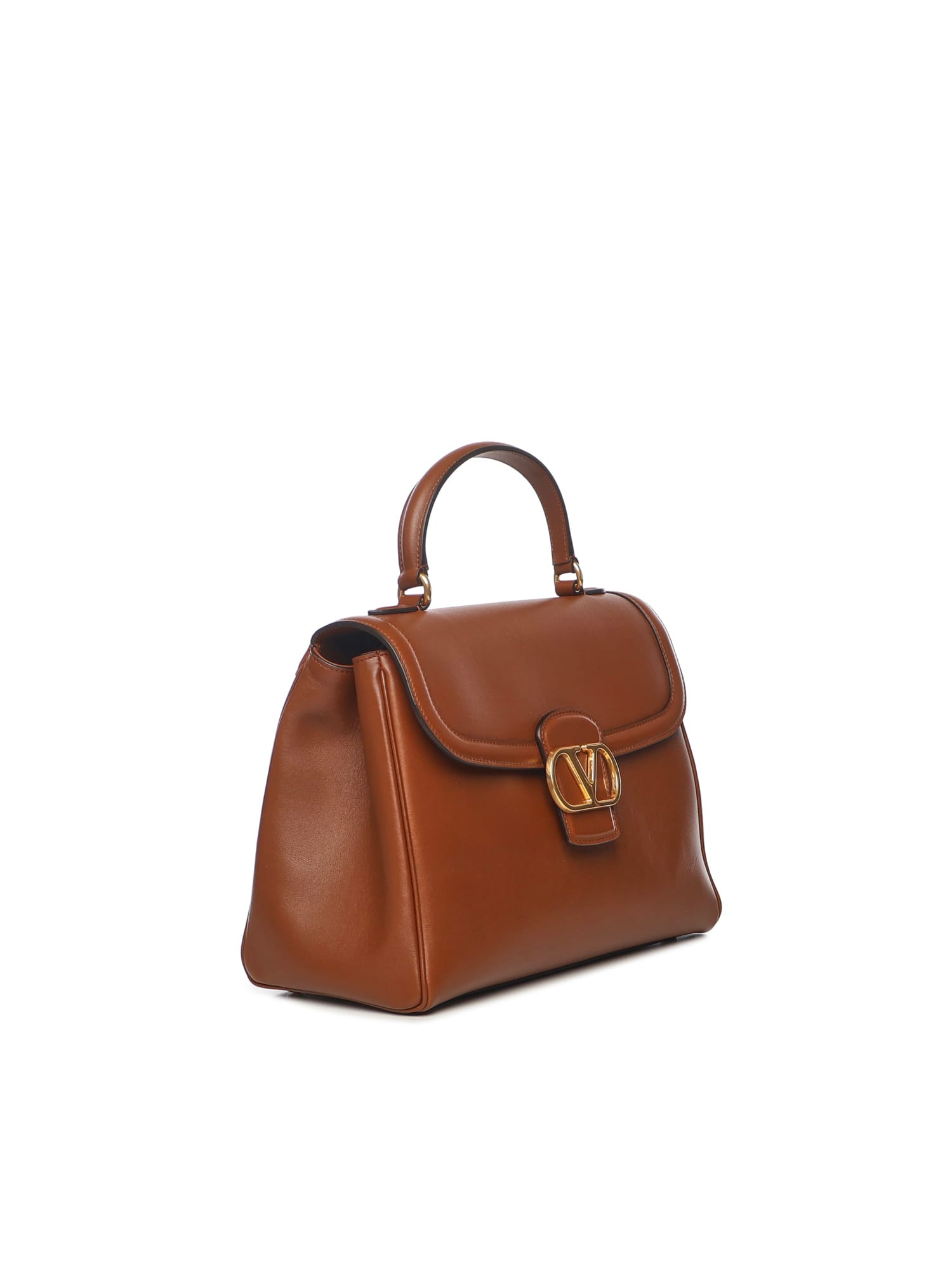 Valentino Logo-plaque Shoulder Bag In Brown
