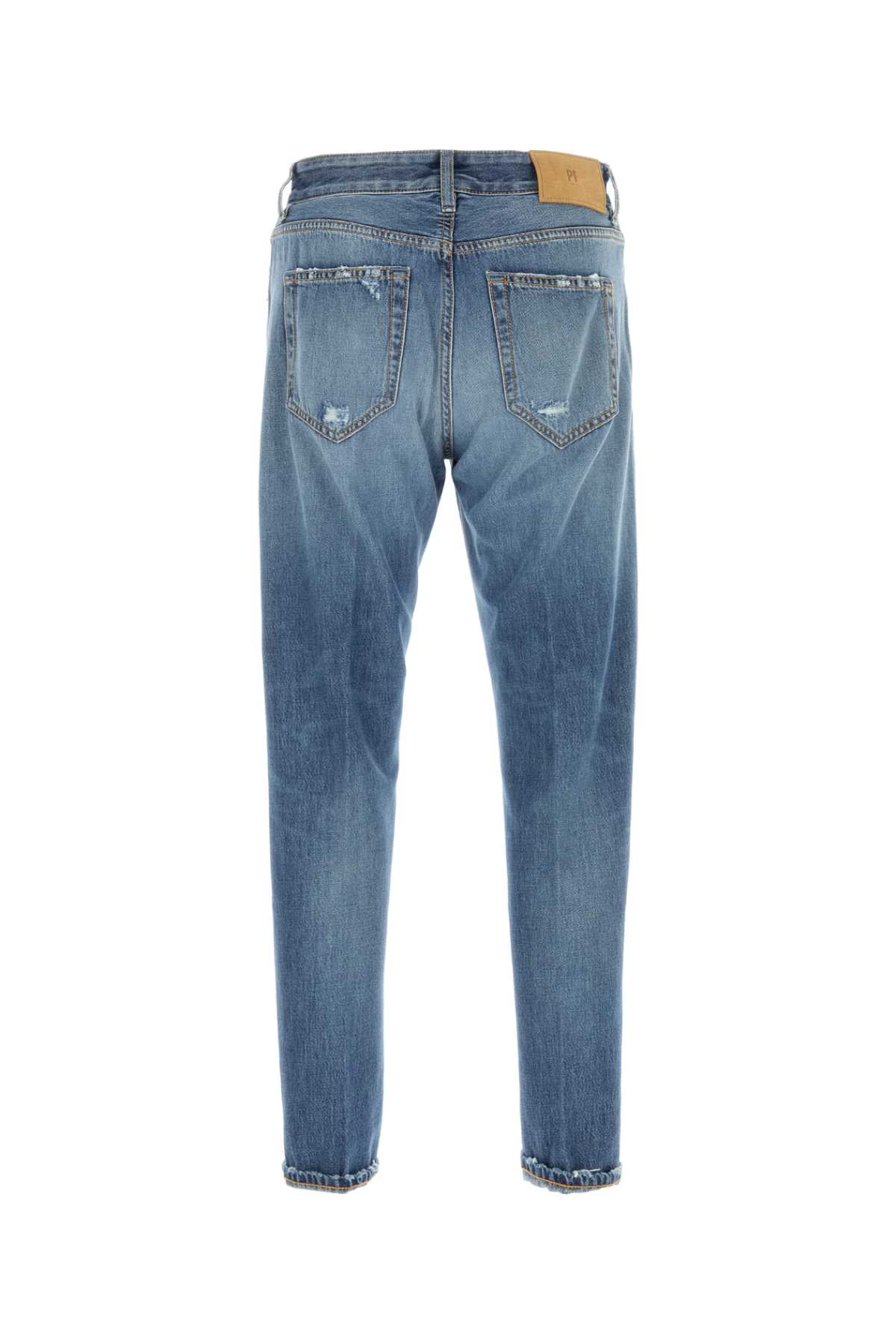 Pt Torino Denim Jeans With Belt Loops And Faded Effect In Mm90