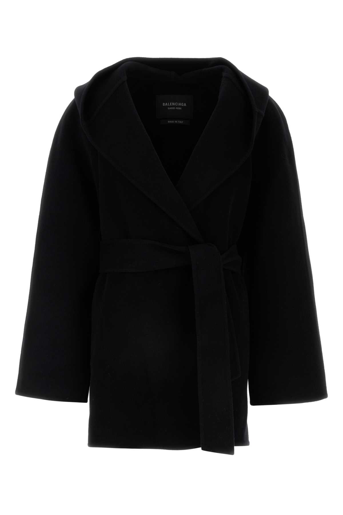 Shop Balenciaga Black Wool Blend Coat