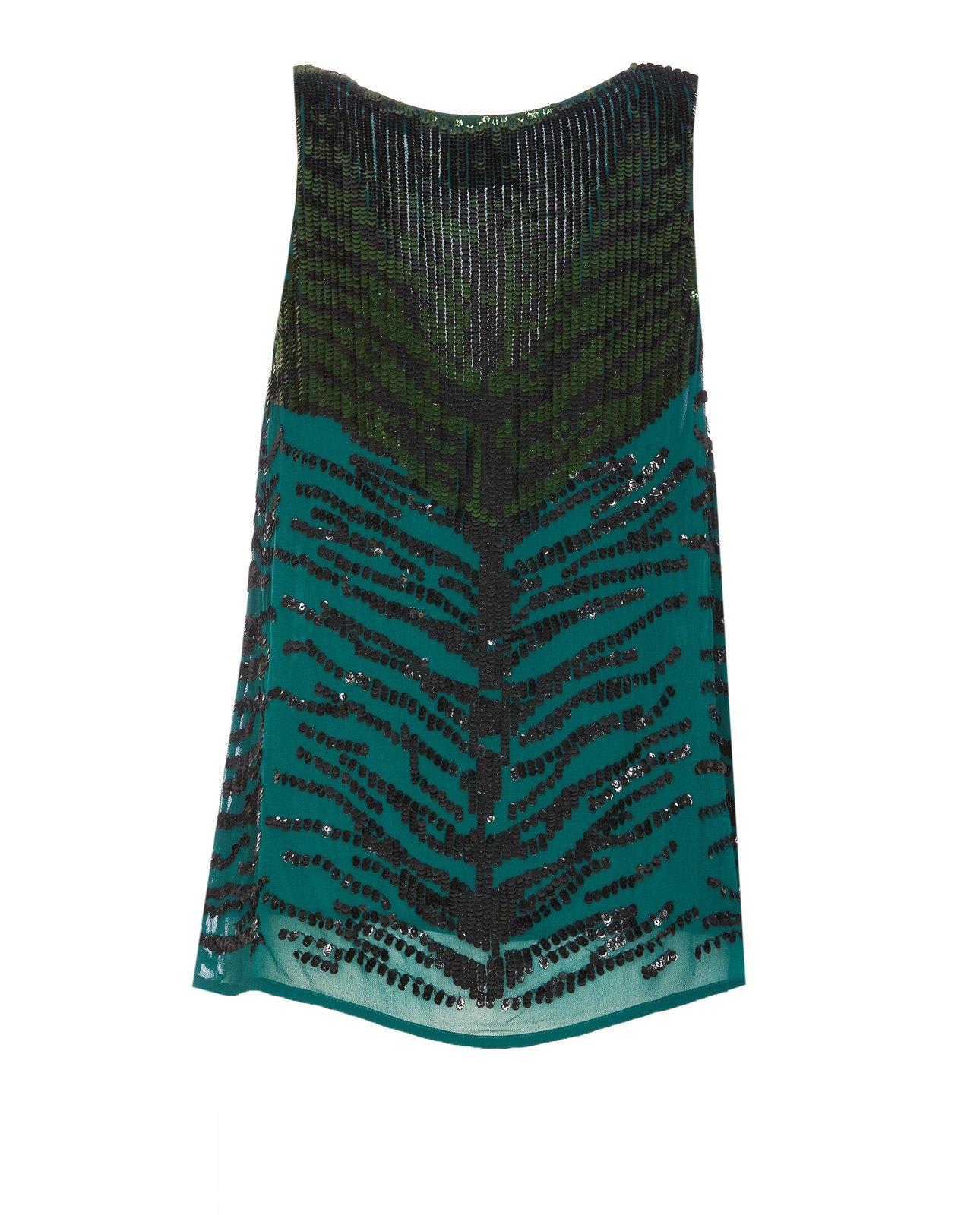 Shop Pinko Sequin Embellished Top In Green