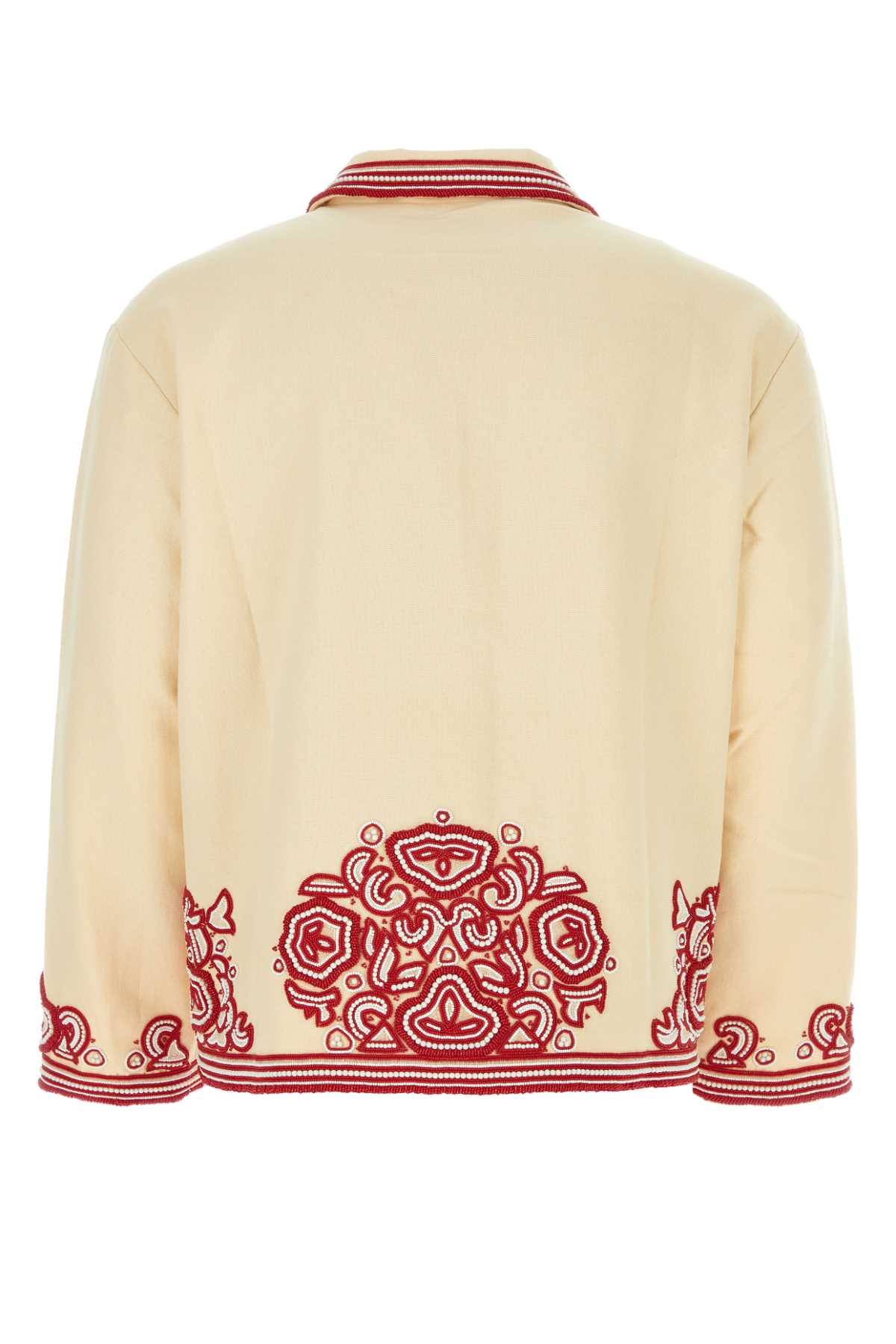 Shop Bode Ivory Cotton Shirt In Redcream