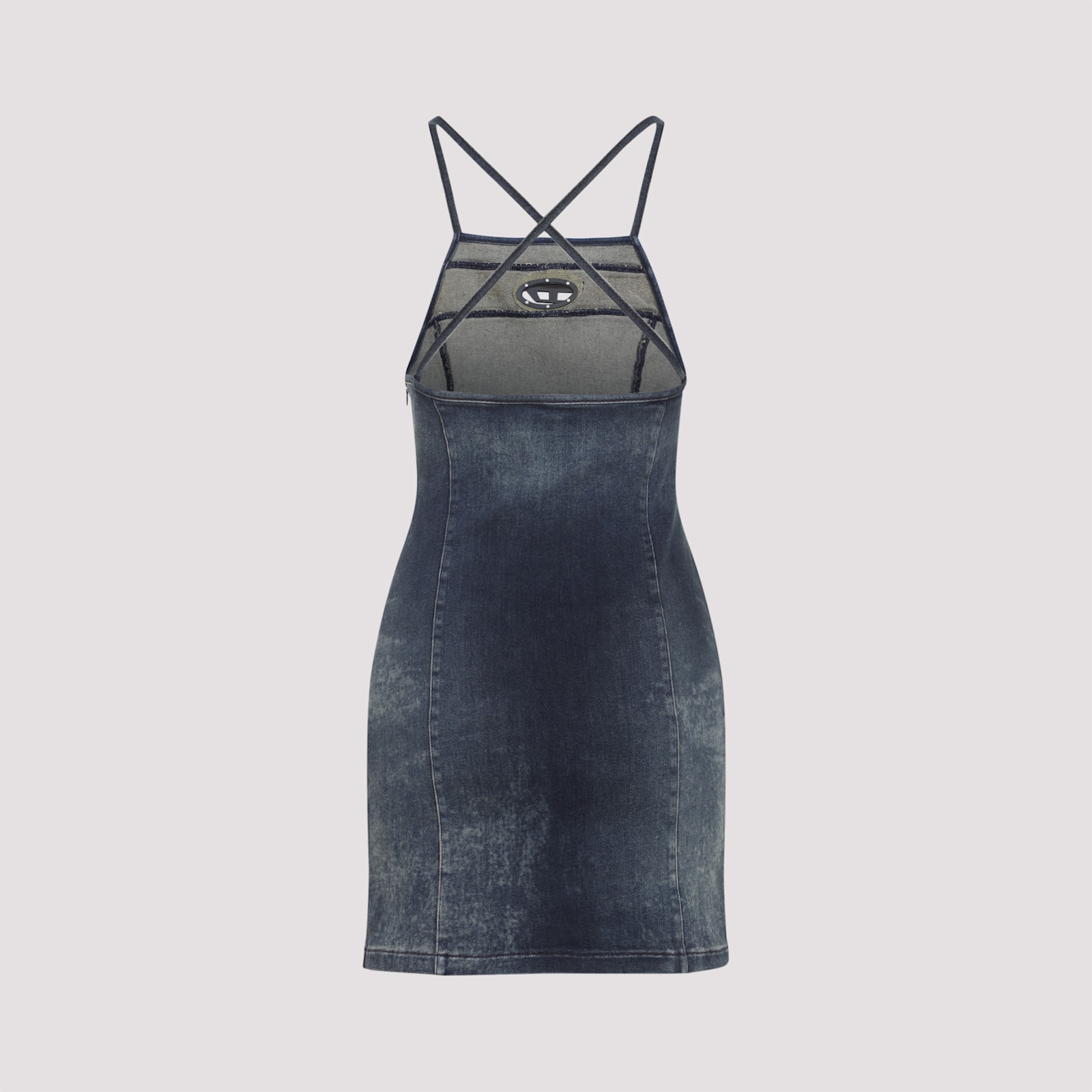 Diesel Fitted Mini Dress With Thin Straps In Denim