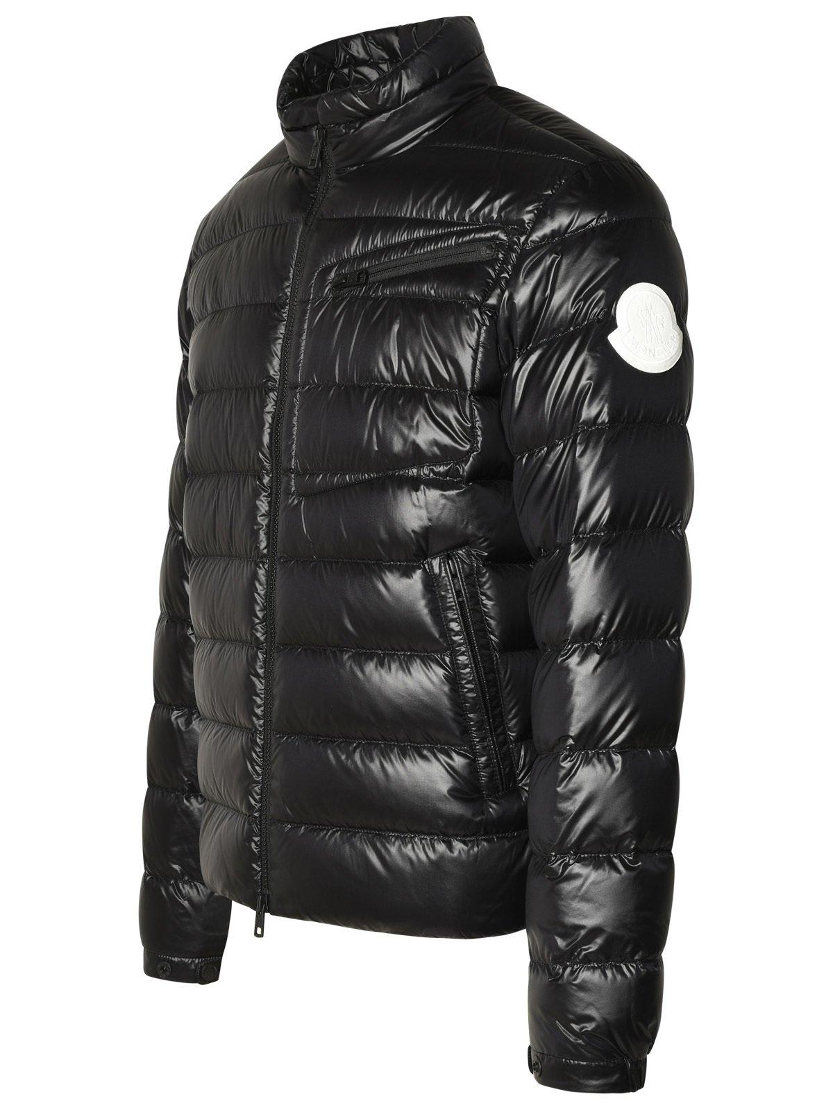 Shop Moncler Logo Patch Zip-up Padded Jacket In Black
