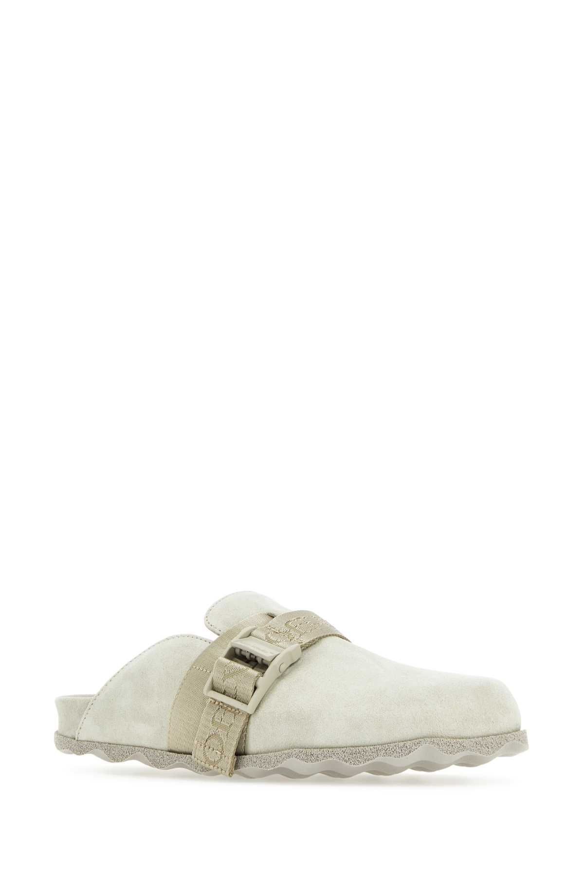Shop Off-white Light Grey Suede Slippers In Offwhite
