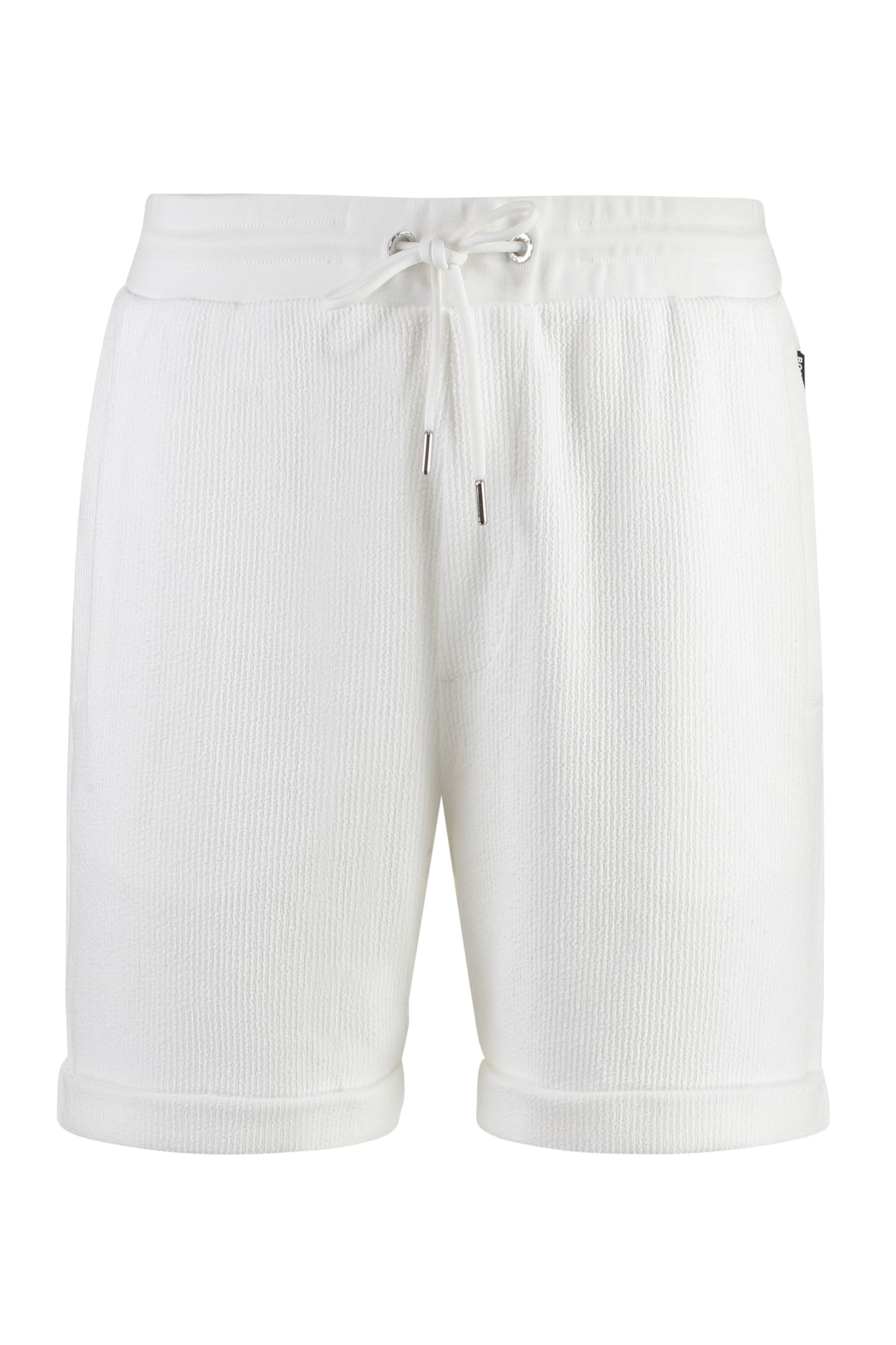 Shop Hugo Boss Cotton Bermuda Shorts In White