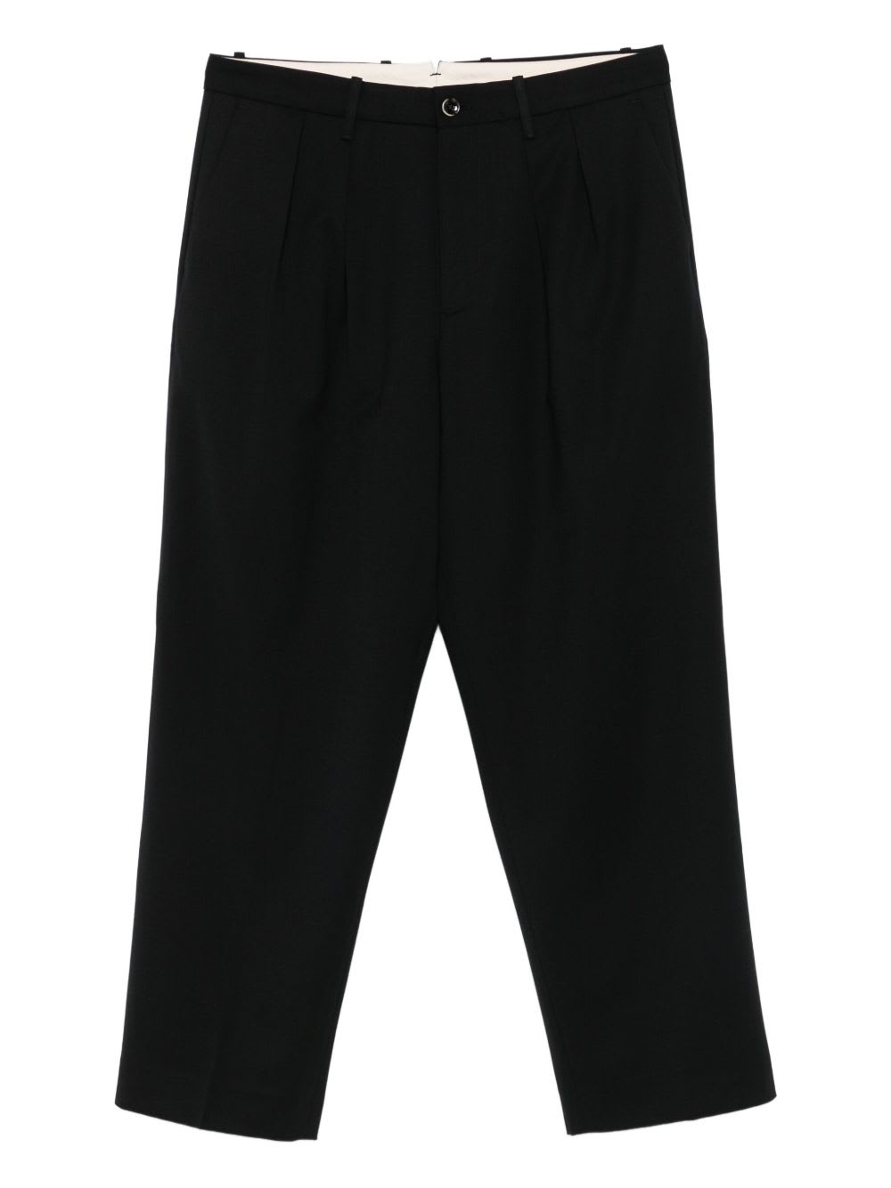 Nine In The Morning Relaxed-fit Black Trousers With Pleated Front Design In Black