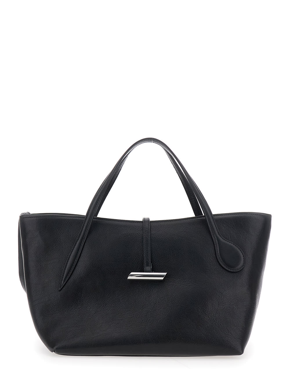 Little Liffner Petite Penne Tote Silver Hardware In Black