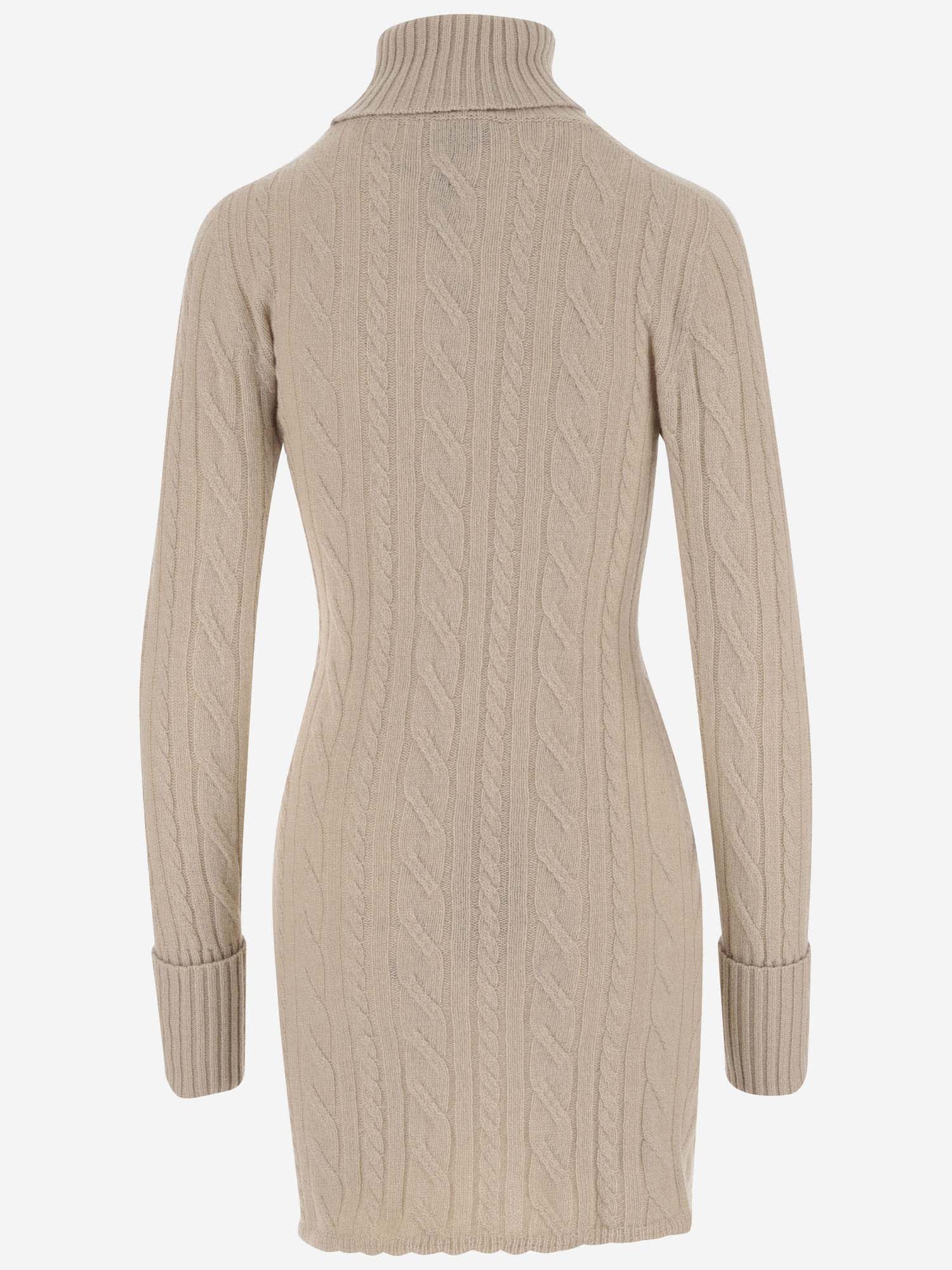 Shop Blumarine Wool And Cashmere Knit Dress In Beige