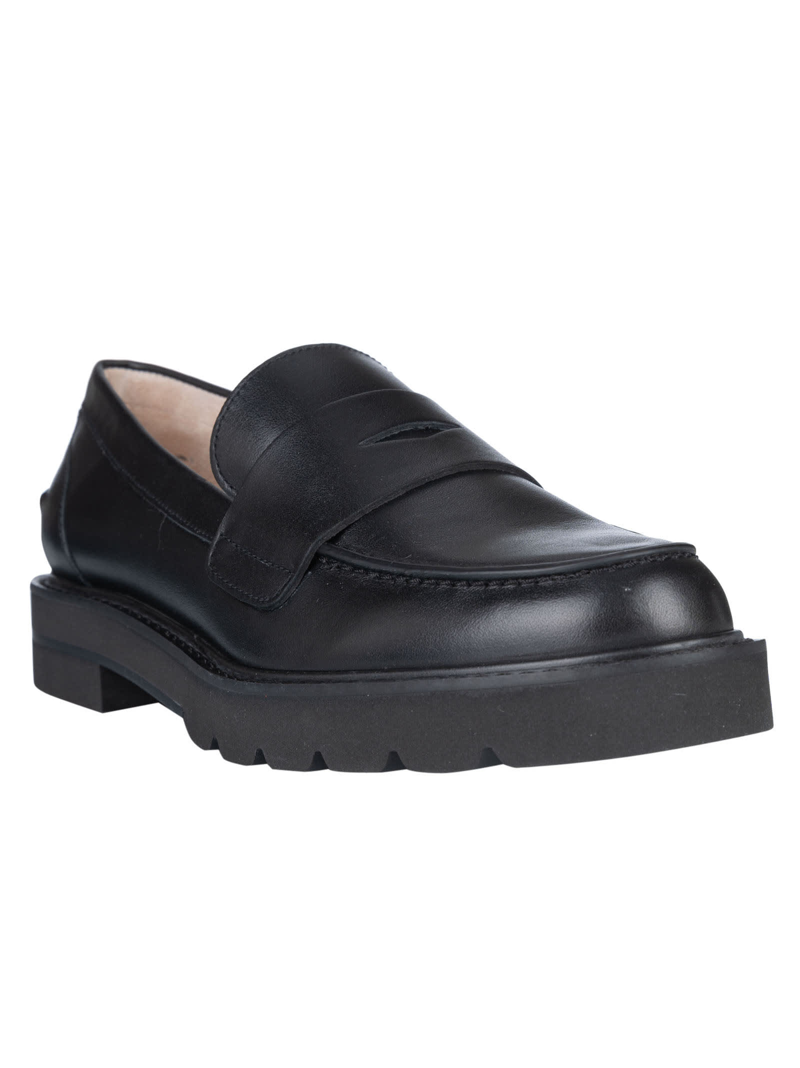 Shop Stuart Weitzman Parker Lift Loafers In Black