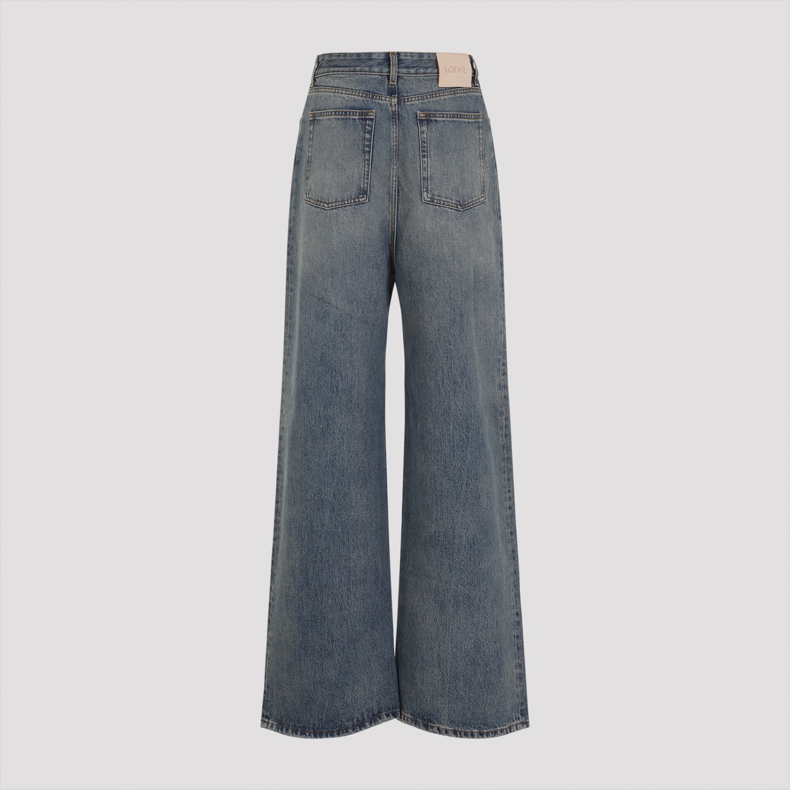 Shop Loewe Wide Leg Jeans In Washed Denim