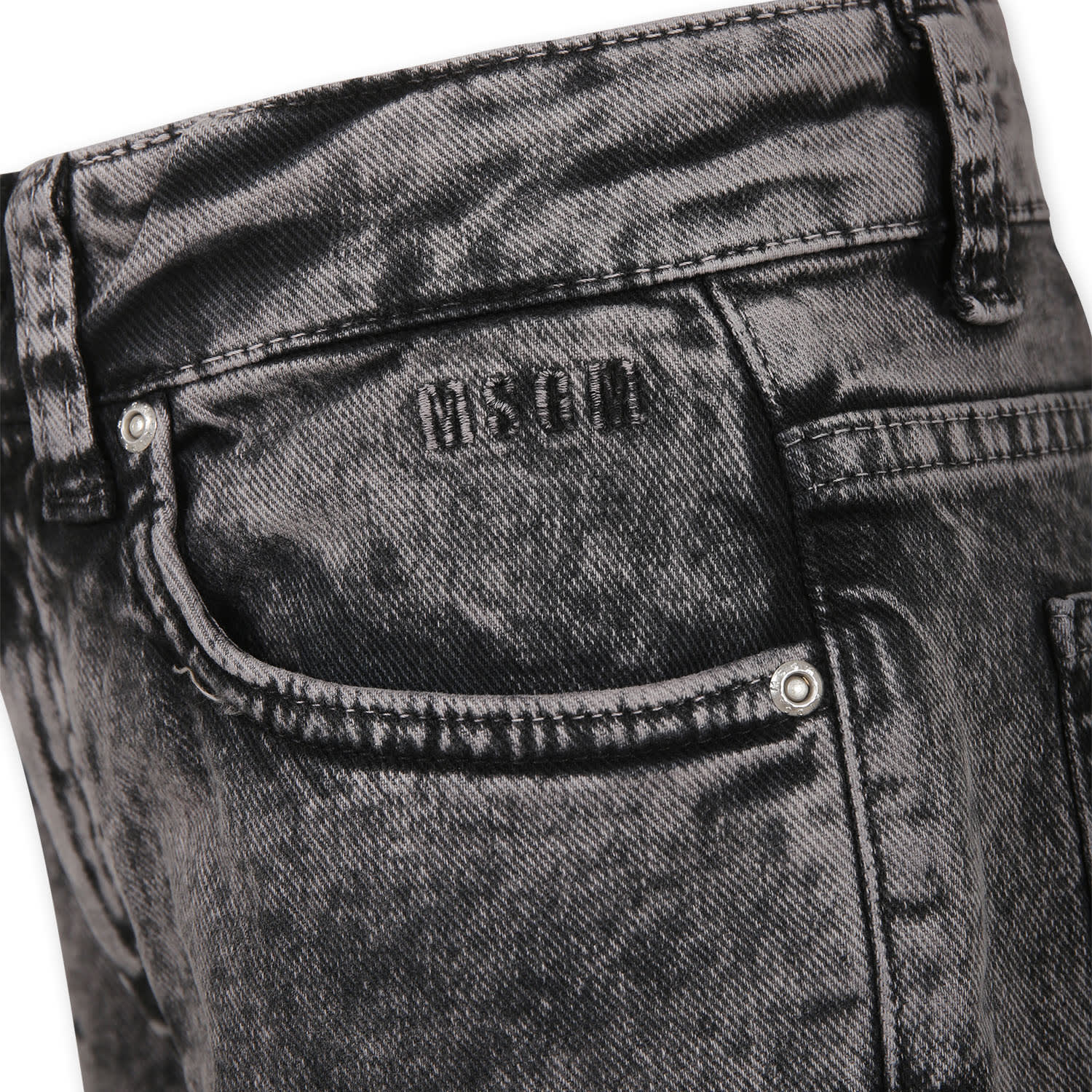 Msgm Grey Jeans For Girl With Rhinestones In Grey