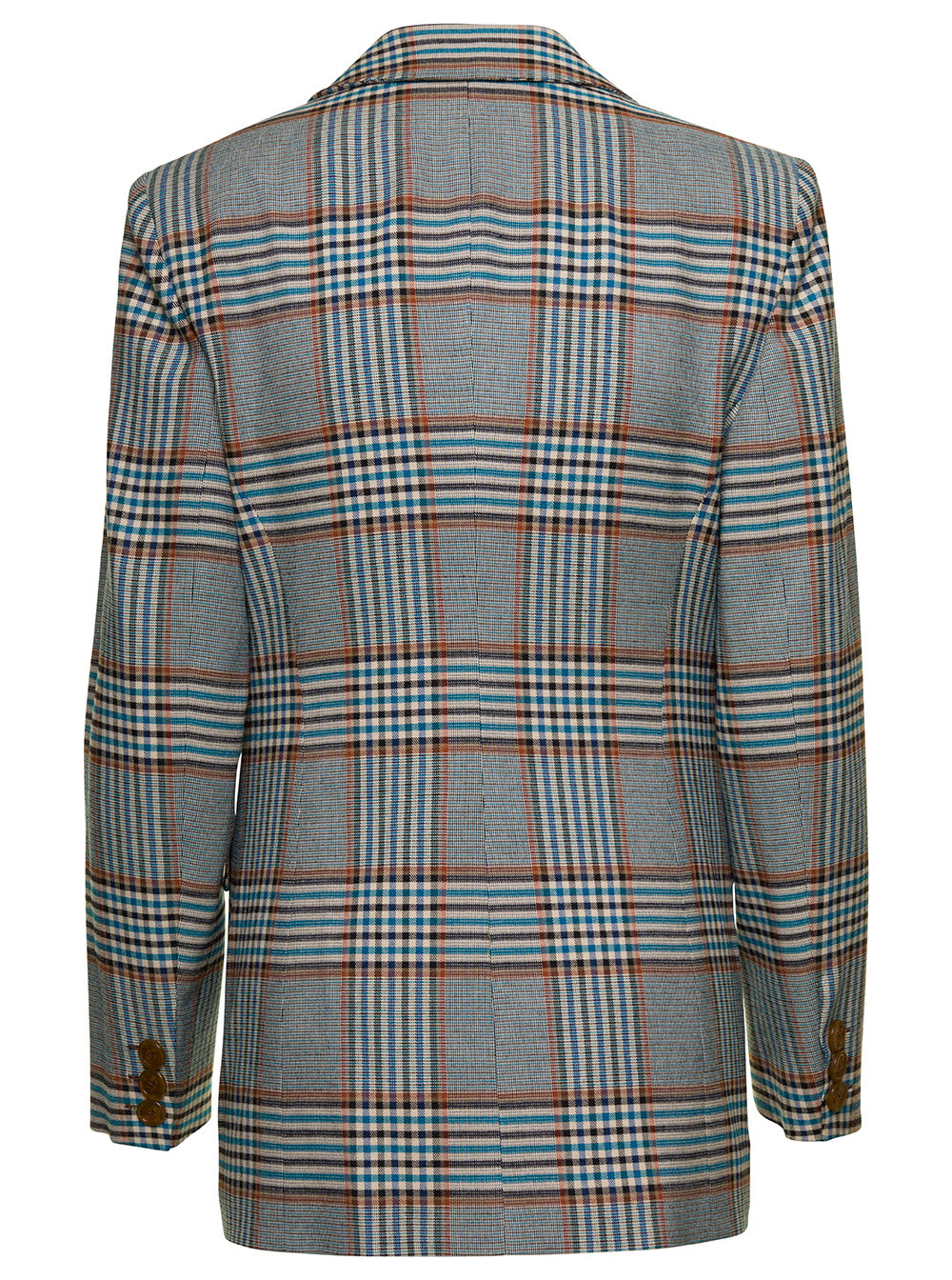 Shop Vivienne Westwood Grey Single-breasted Jacket With All-over Check Motif In Viscose Blend Woman In Blu
