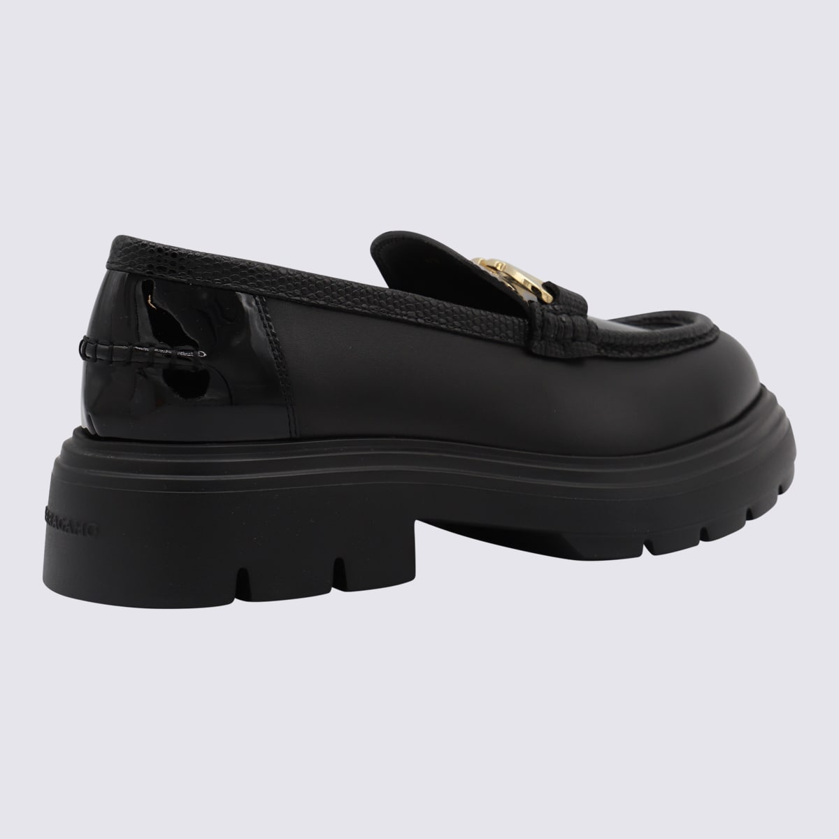 Shop Ferragamo Black Leather Loafers