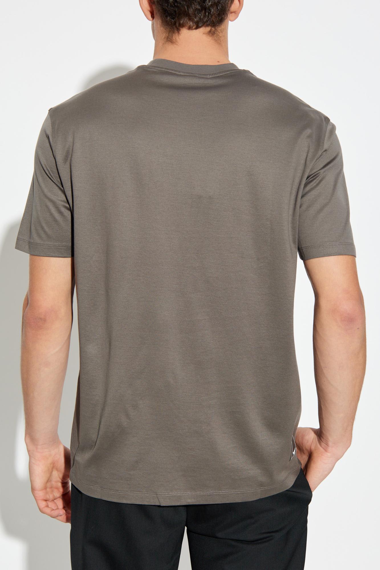 Emporio Armani Eagle-logo Crew-neck T-shirt In Gray