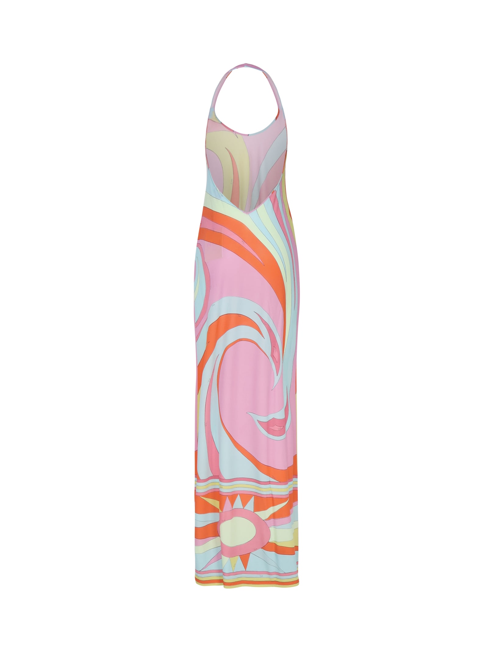 Shop Pucci Swan Print Longdress In Rosa