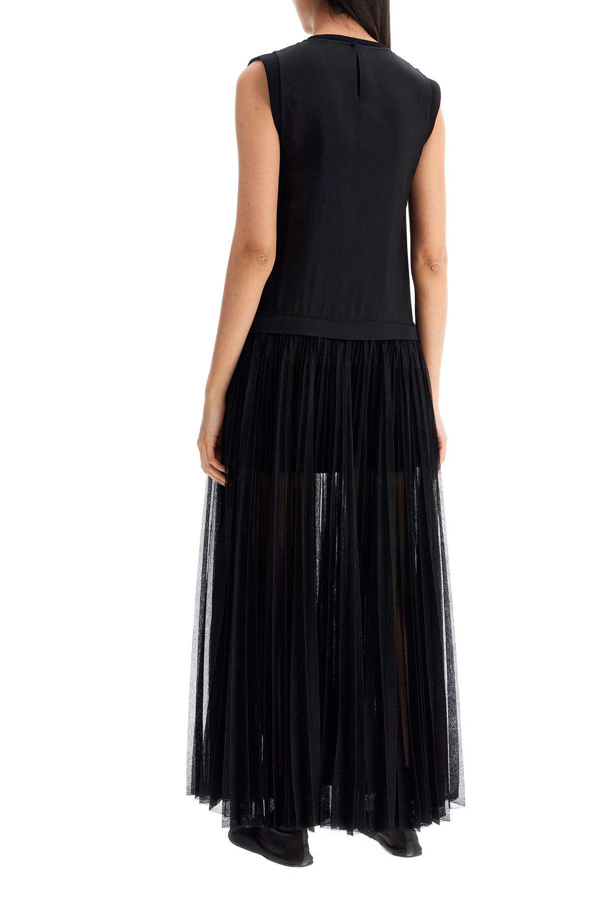 Shop Jil Sander Layered Dress With Pleated Skirt In Black (black)