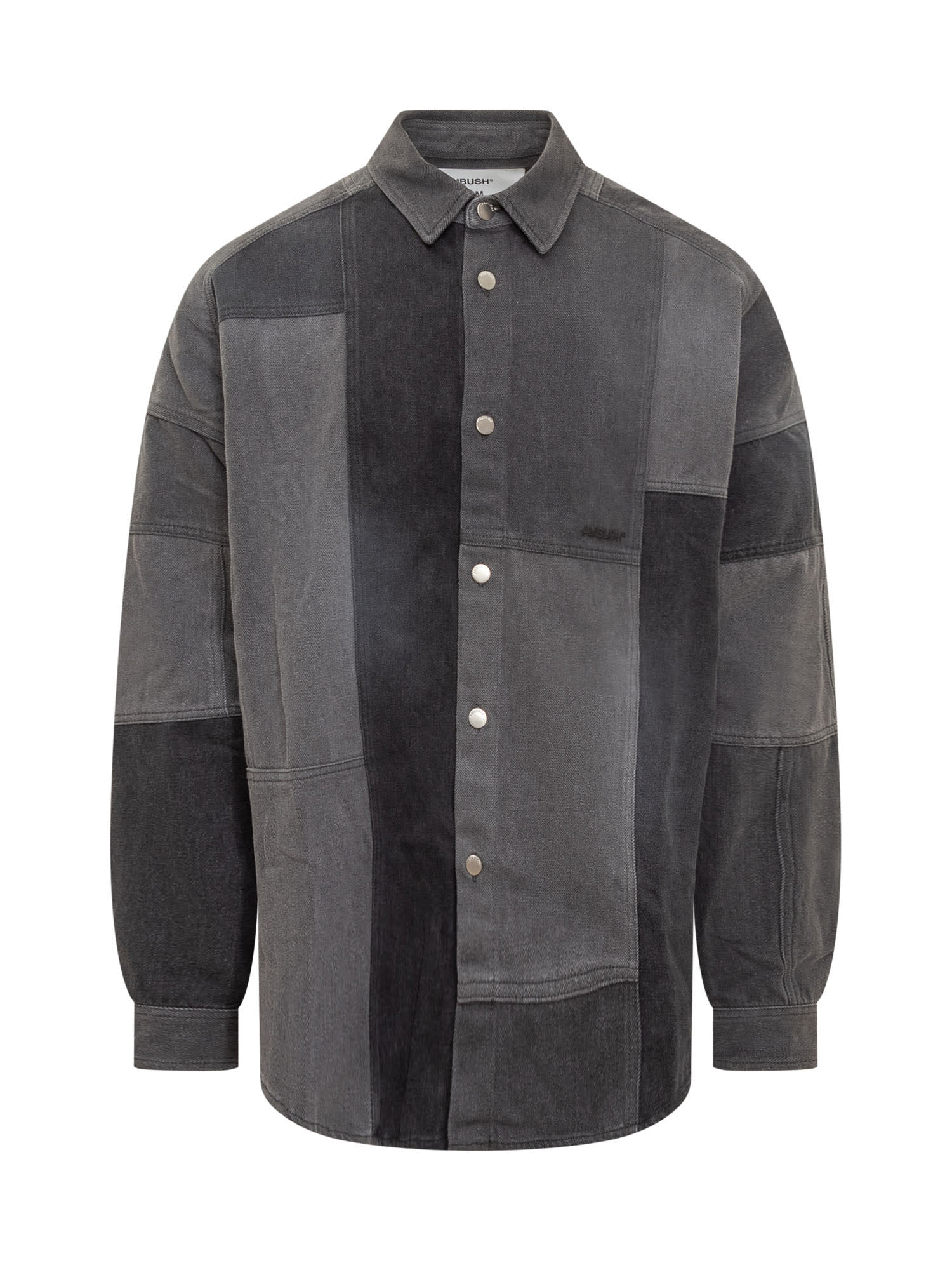 Shop Ambush Denim Patchwork Shirt In Black